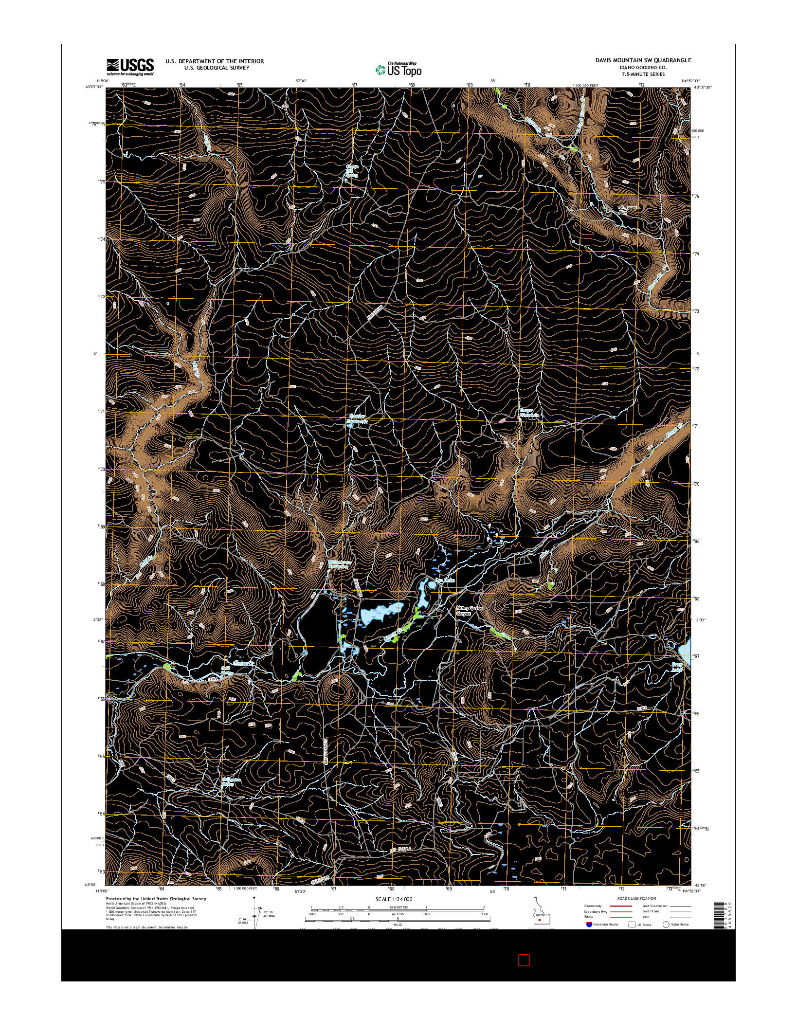 USGS US TOPO 7.5-MINUTE MAP FOR DAVIS MOUNTAIN SW, ID 2017