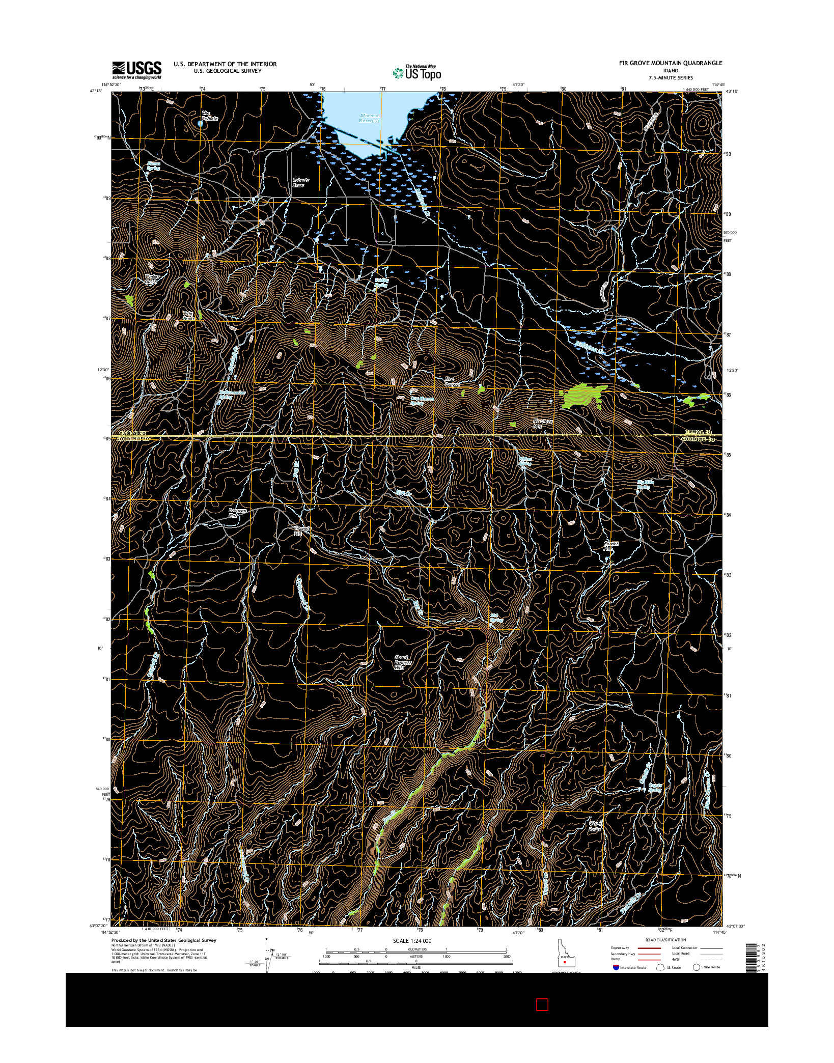 USGS US TOPO 7.5-MINUTE MAP FOR FIR GROVE MOUNTAIN, ID 2017