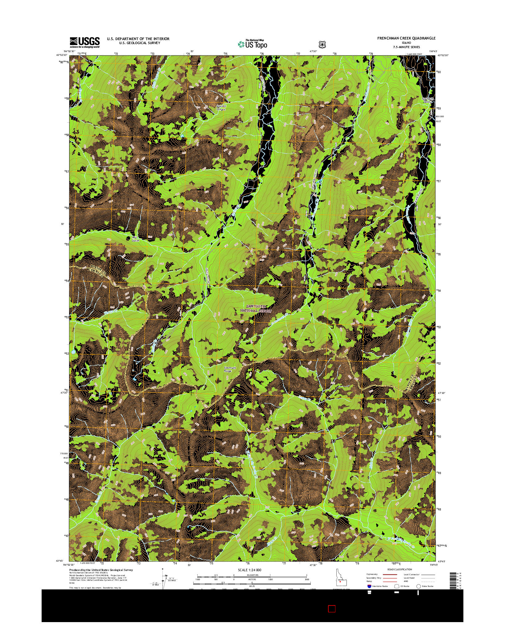 USGS US TOPO 7.5-MINUTE MAP FOR FRENCHMAN CREEK, ID 2017