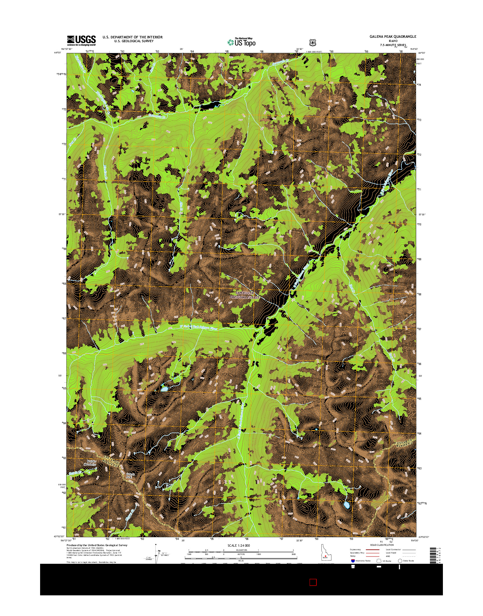 USGS US TOPO 7.5-MINUTE MAP FOR GALENA PEAK, ID 2017