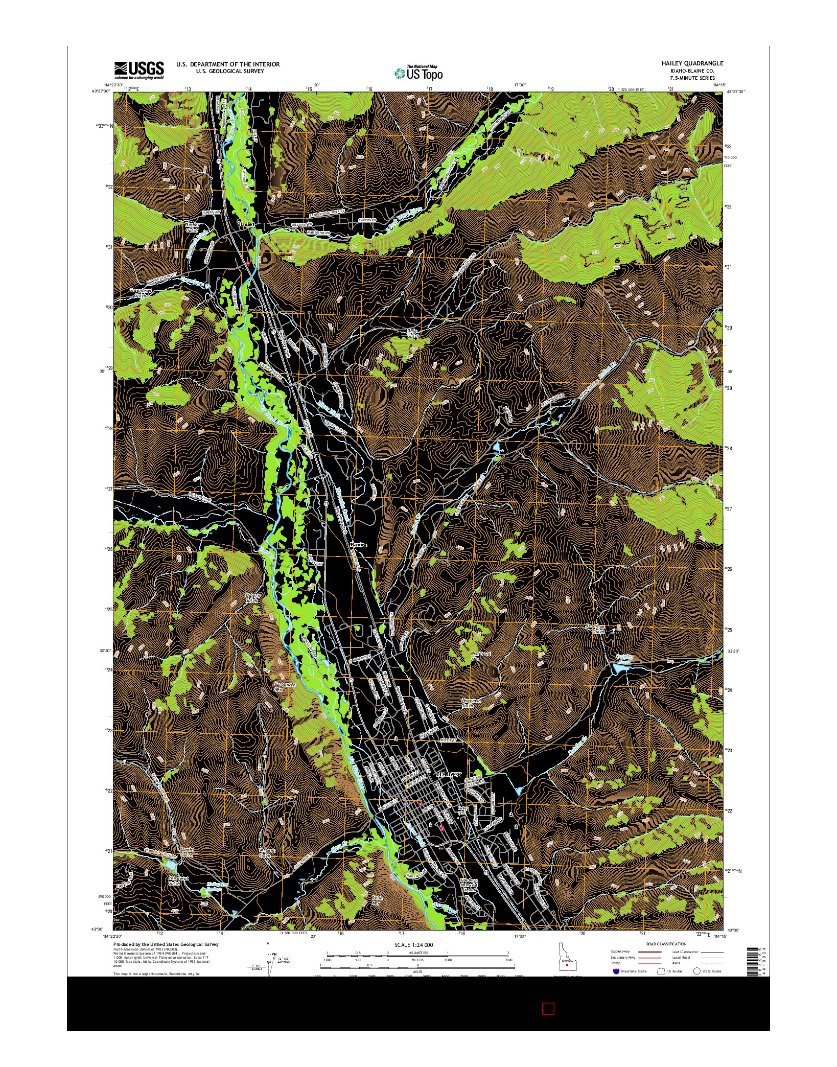 USGS US TOPO 7.5-MINUTE MAP FOR HAILEY, ID 2017