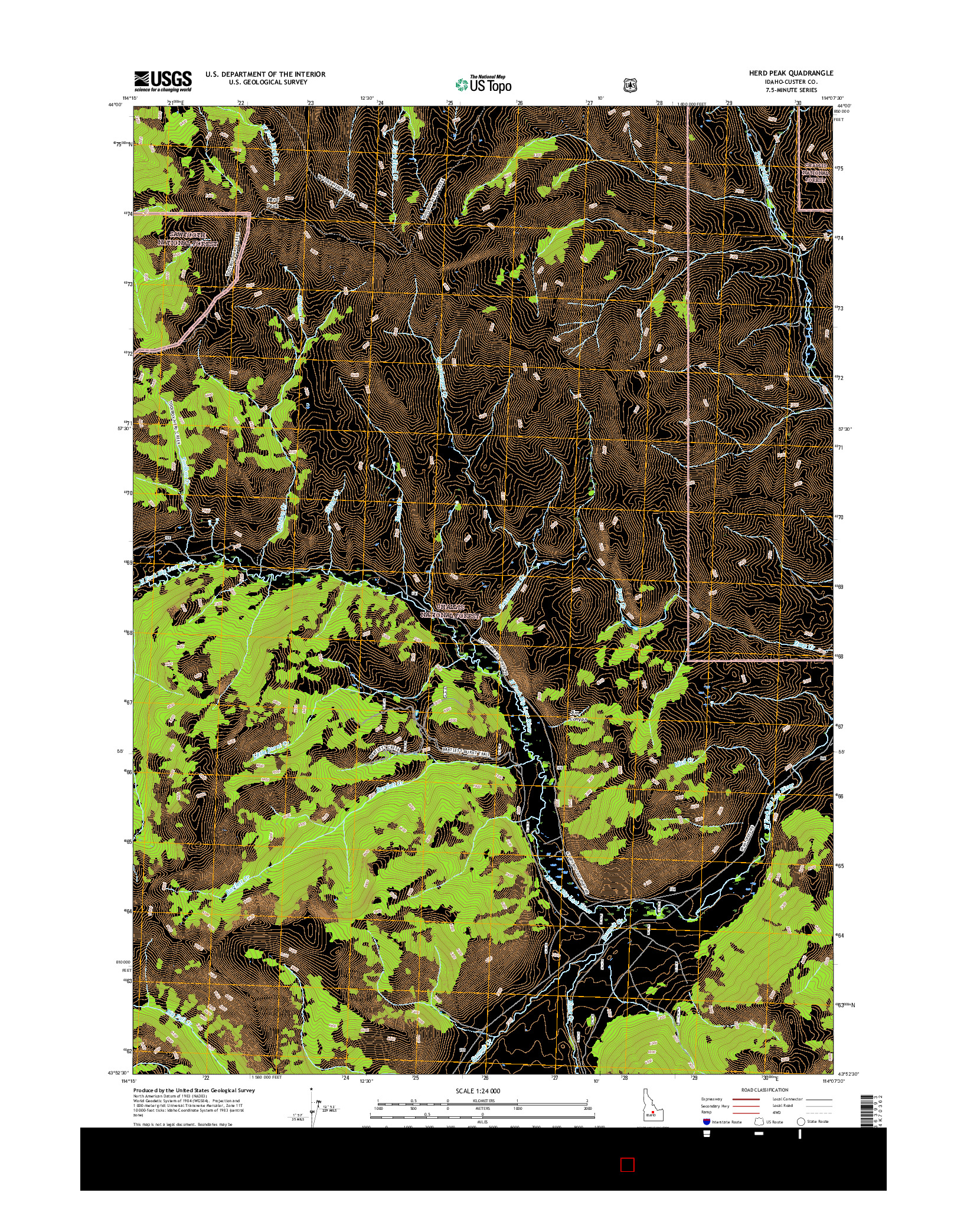 USGS US TOPO 7.5-MINUTE MAP FOR HERD PEAK, ID 2017