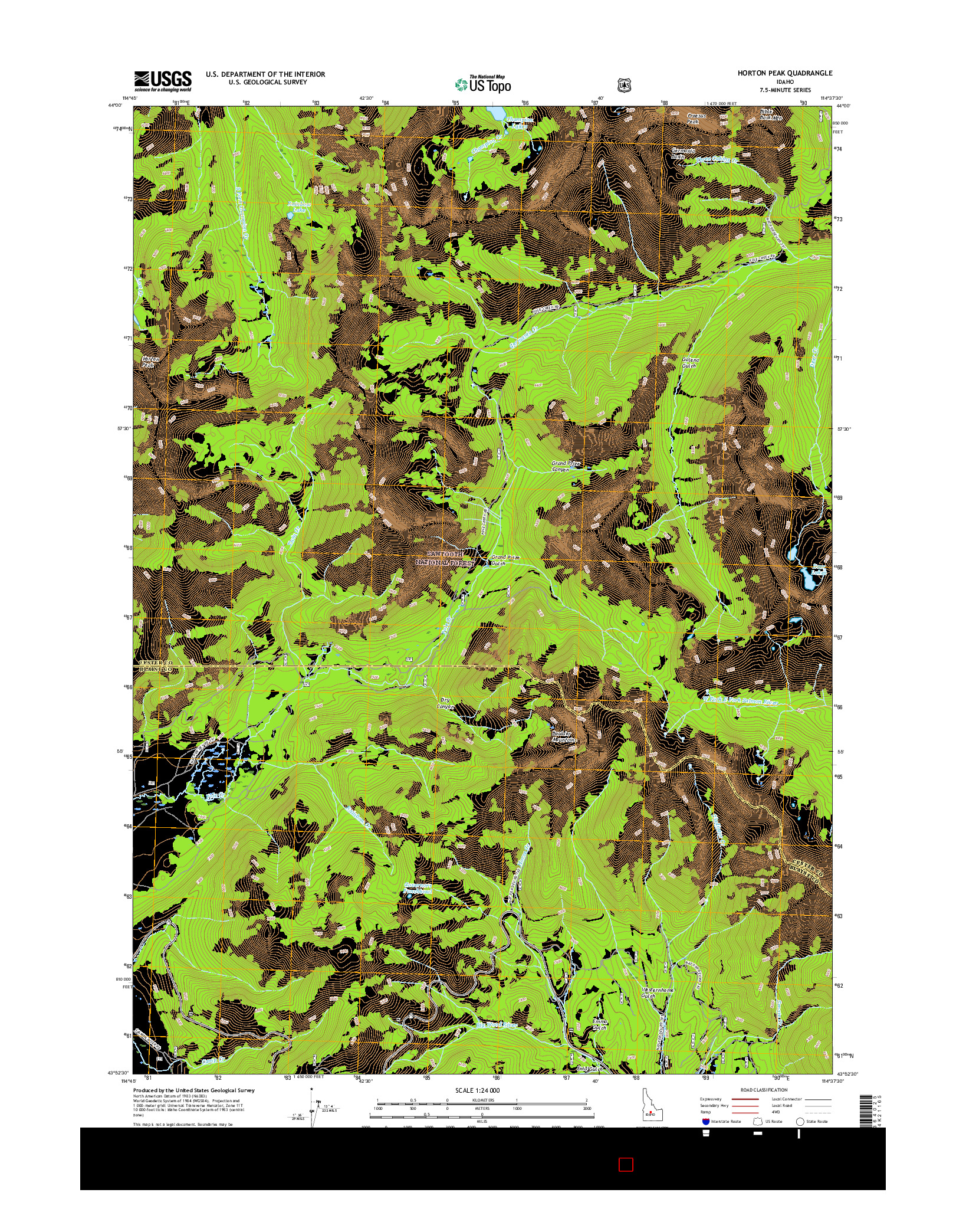 USGS US TOPO 7.5-MINUTE MAP FOR HORTON PEAK, ID 2017