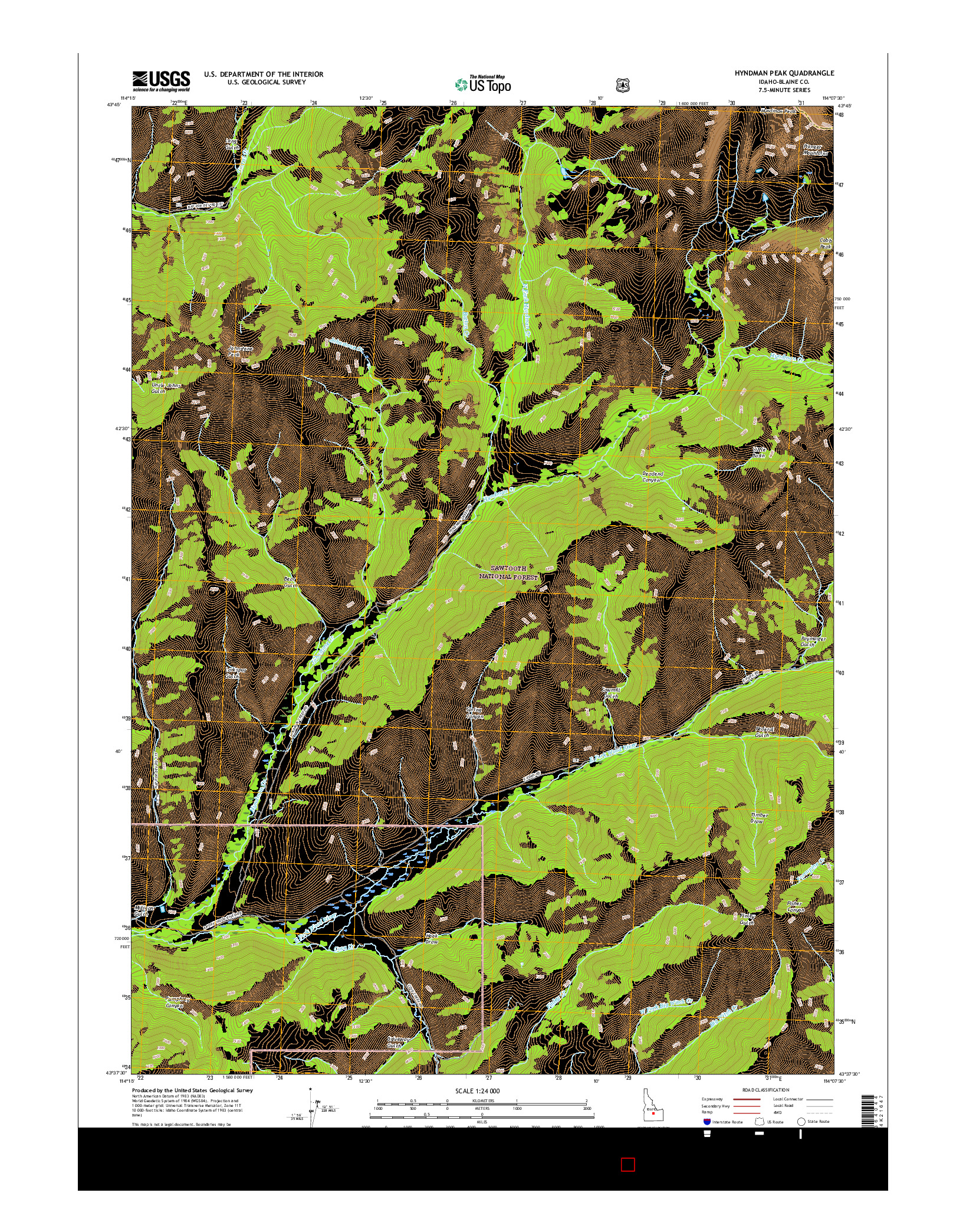 USGS US TOPO 7.5-MINUTE MAP FOR HYNDMAN PEAK, ID 2017