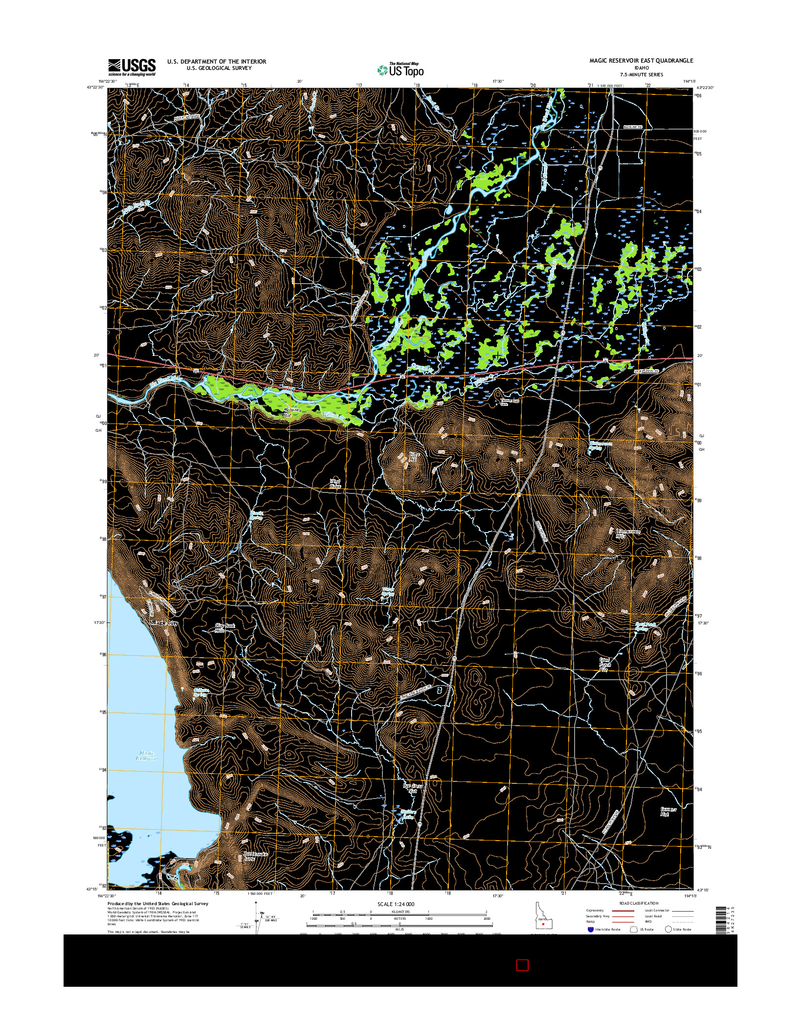 USGS US TOPO 7.5-MINUTE MAP FOR MAGIC RESERVOIR EAST, ID 2017