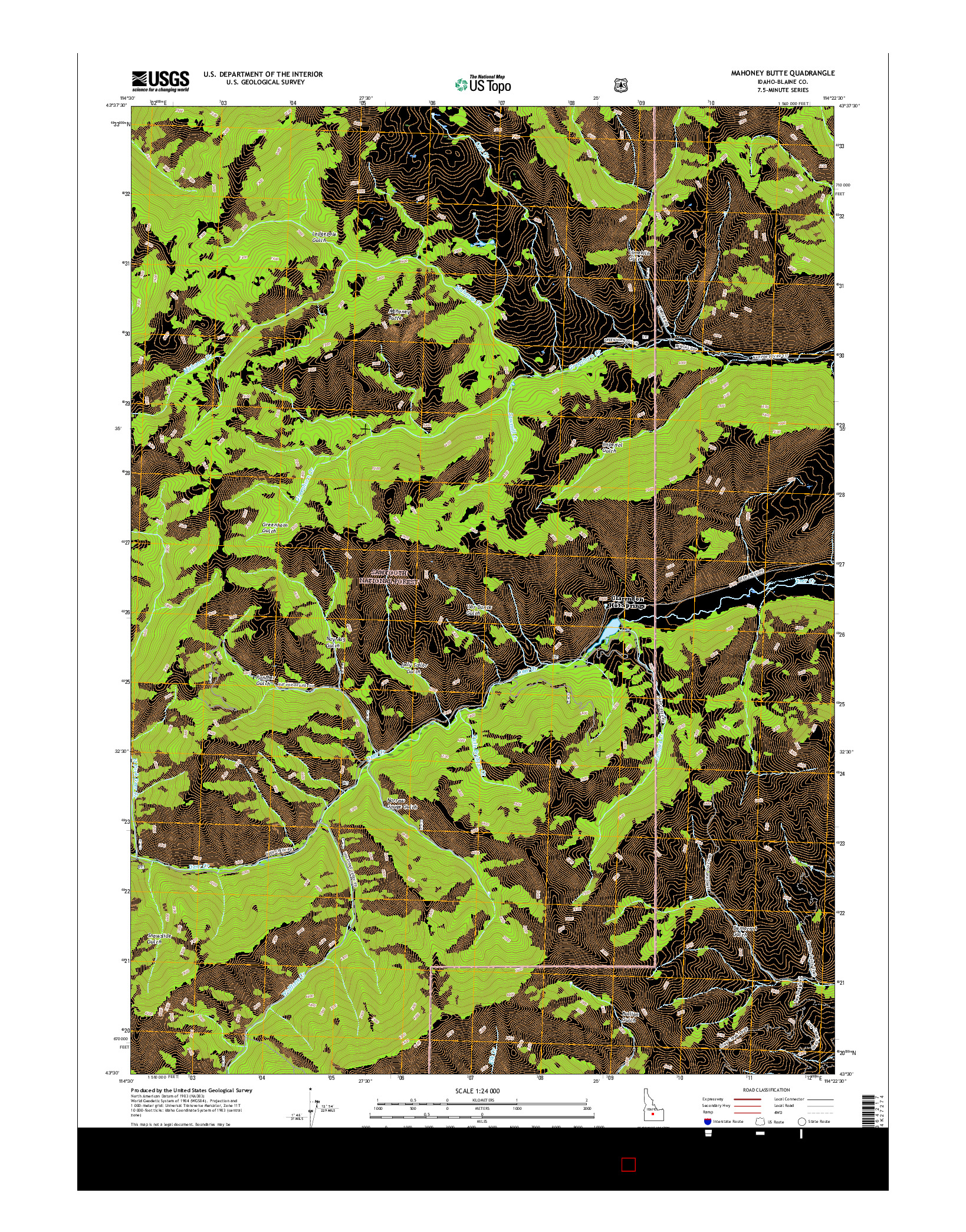 USGS US TOPO 7.5-MINUTE MAP FOR MAHONEY BUTTE, ID 2017