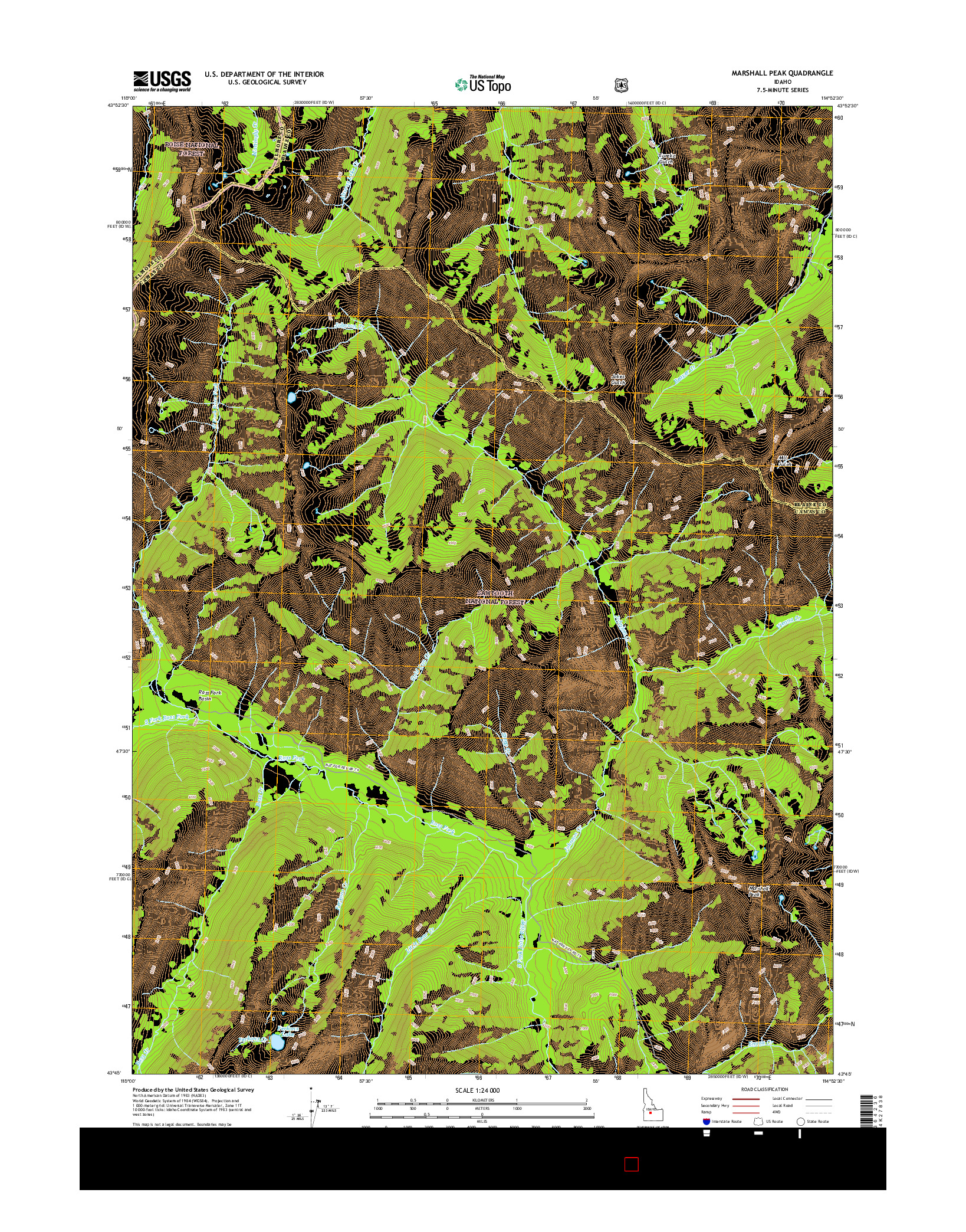 USGS US TOPO 7.5-MINUTE MAP FOR MARSHALL PEAK, ID 2017