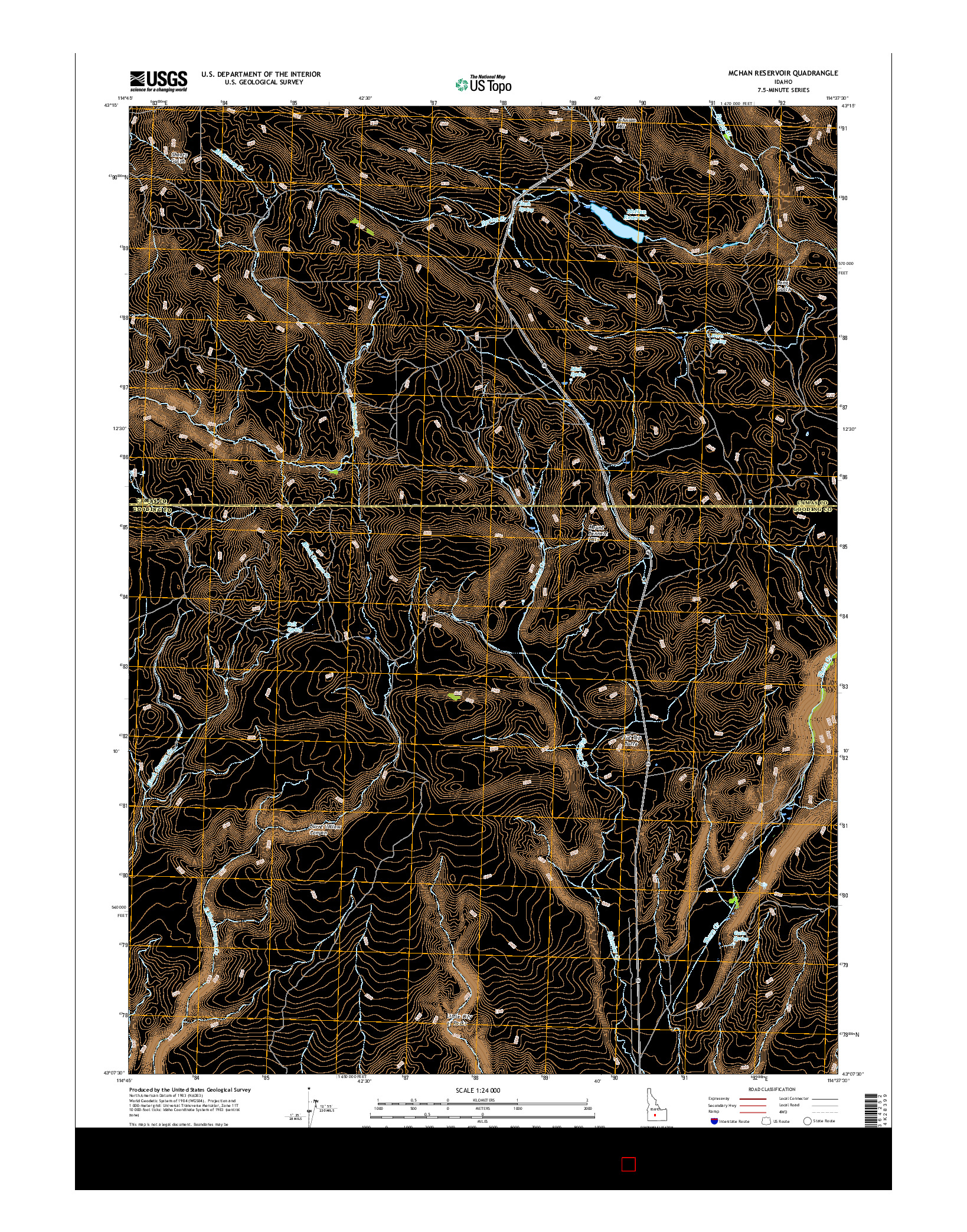 USGS US TOPO 7.5-MINUTE MAP FOR MCHAN RESERVOIR, ID 2017