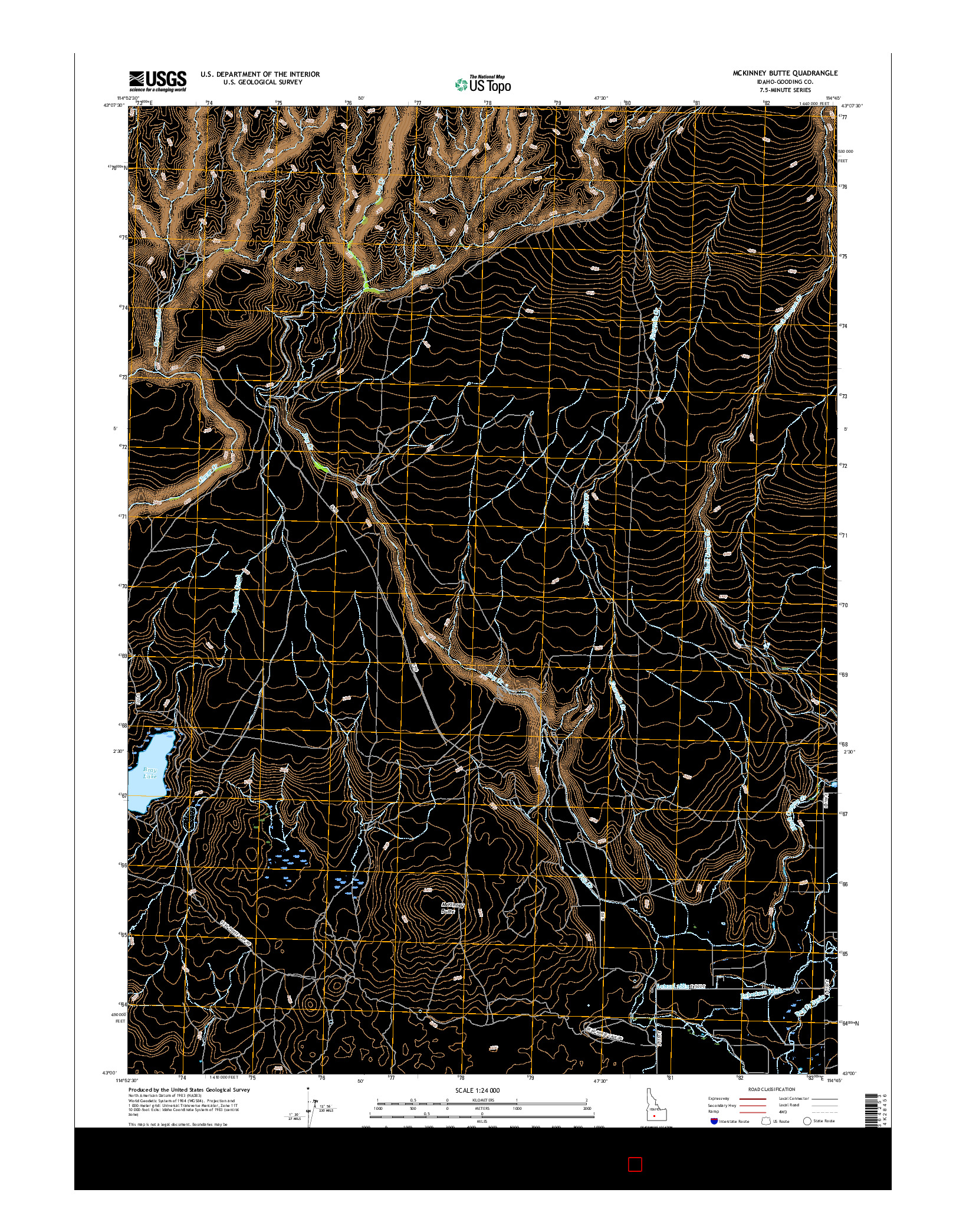 USGS US TOPO 7.5-MINUTE MAP FOR MCKINNEY BUTTE, ID 2017