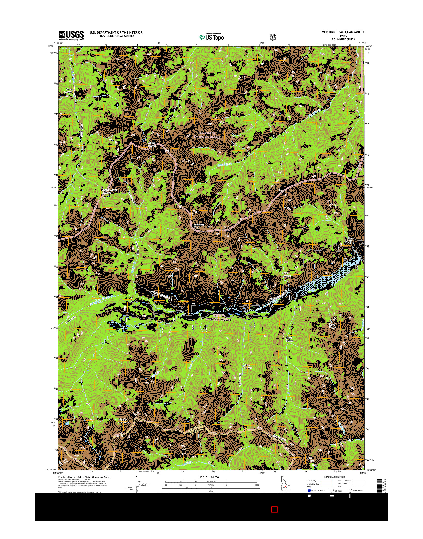 USGS US TOPO 7.5-MINUTE MAP FOR MERIDIAN PEAK, ID 2017