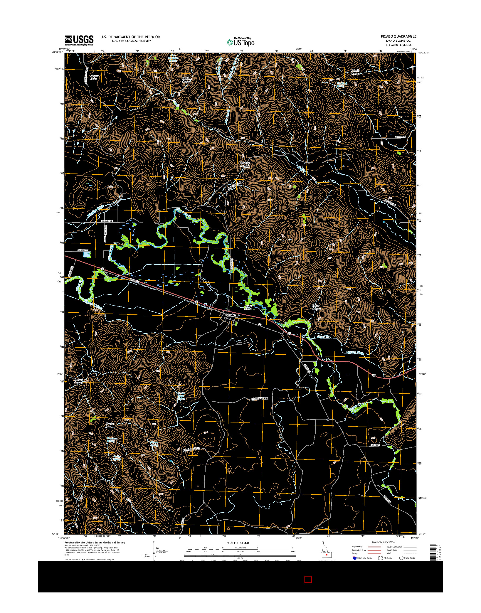 USGS US TOPO 7.5-MINUTE MAP FOR PICABO, ID 2017