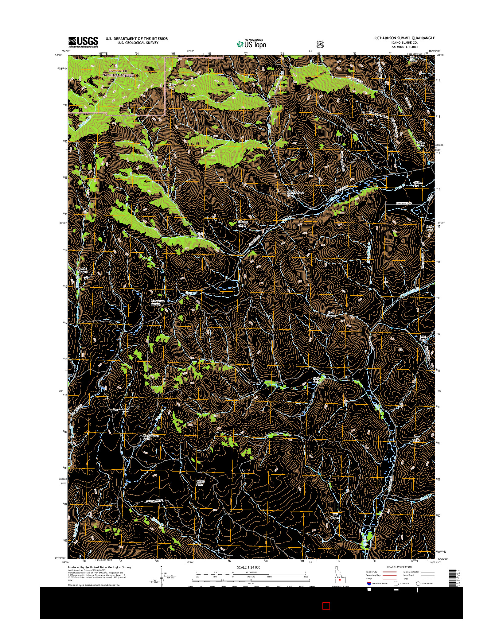 USGS US TOPO 7.5-MINUTE MAP FOR RICHARDSON SUMMIT, ID 2017