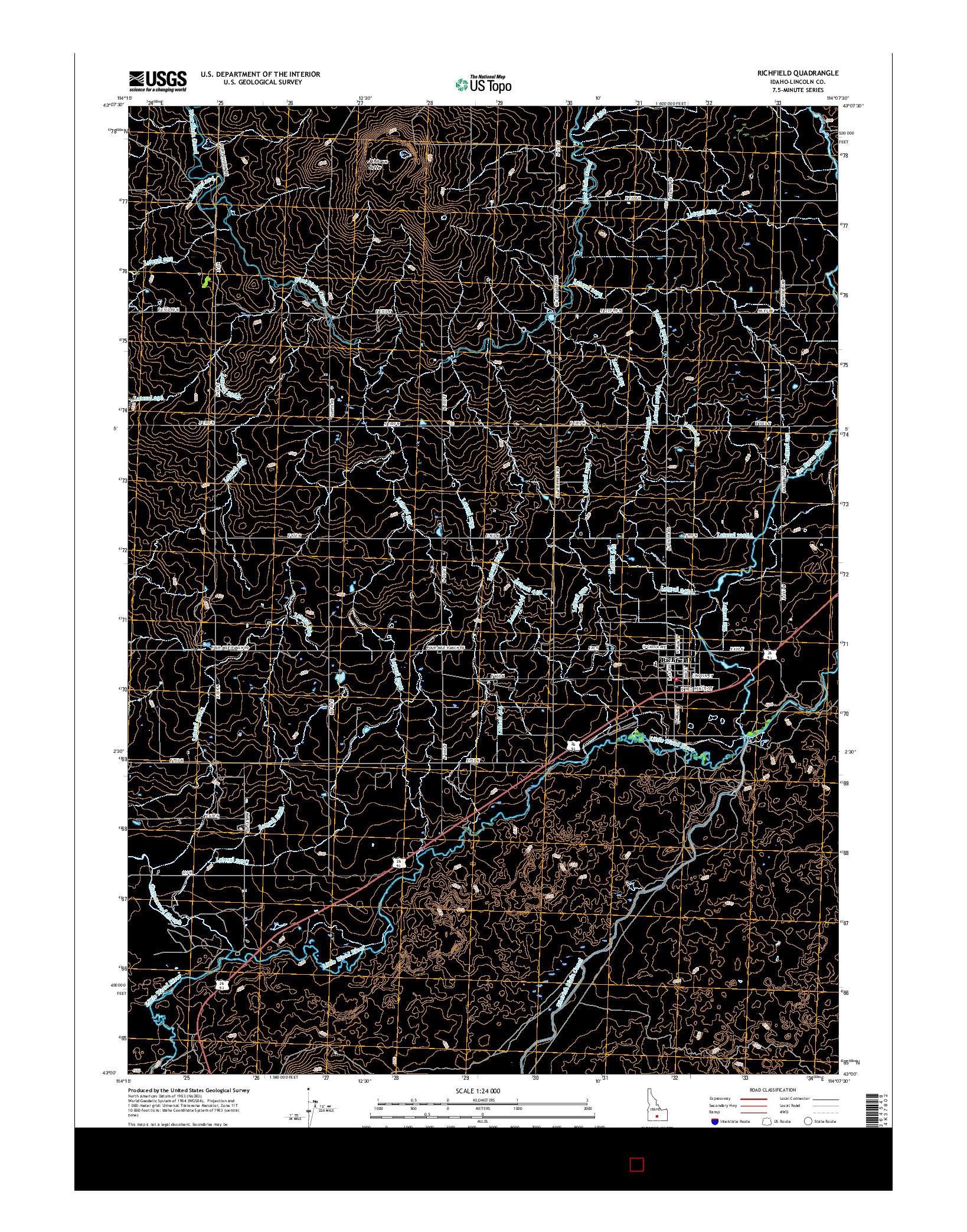 USGS US TOPO 7.5-MINUTE MAP FOR RICHFIELD, ID 2017