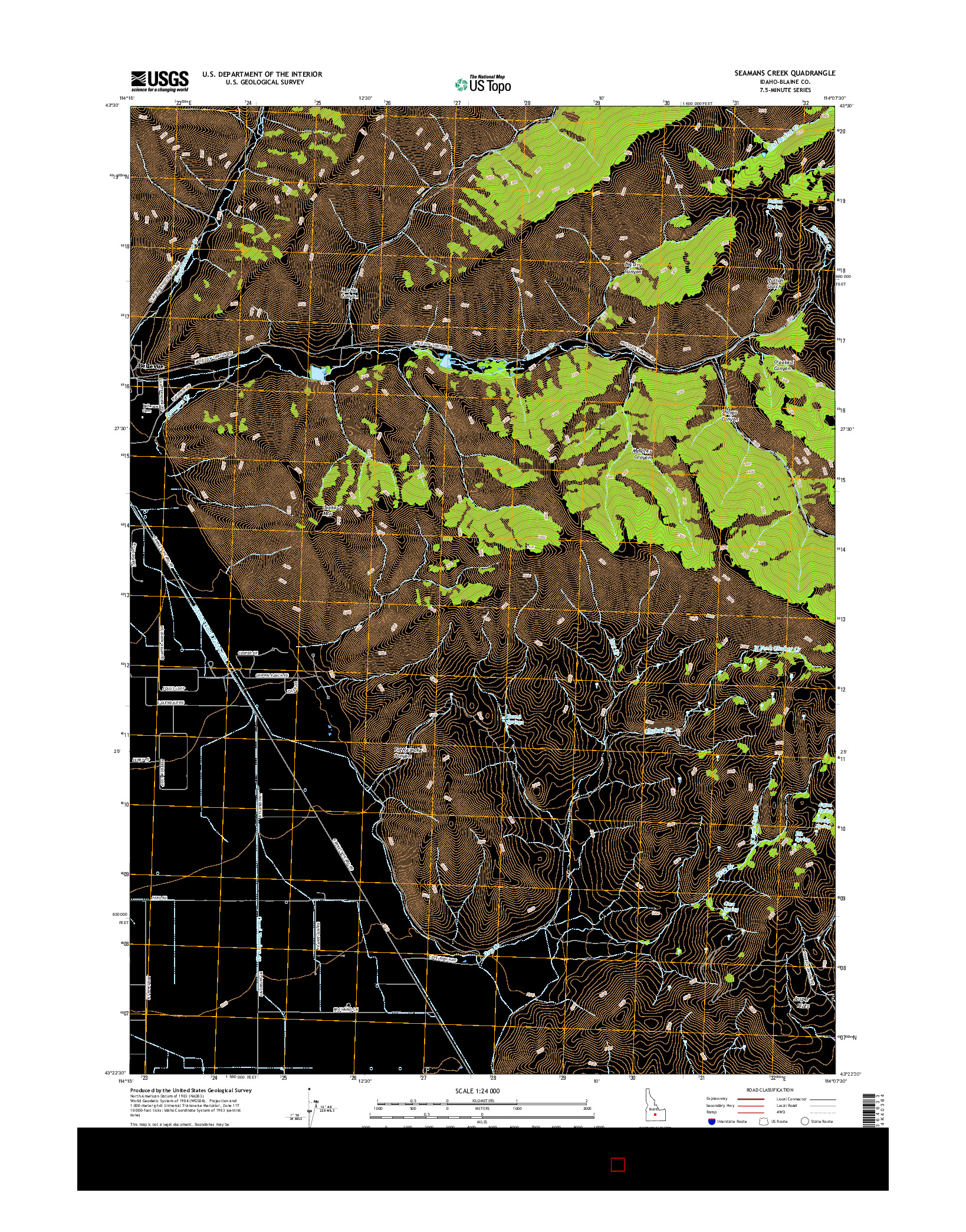USGS US TOPO 7.5-MINUTE MAP FOR SEAMANS CREEK, ID 2017