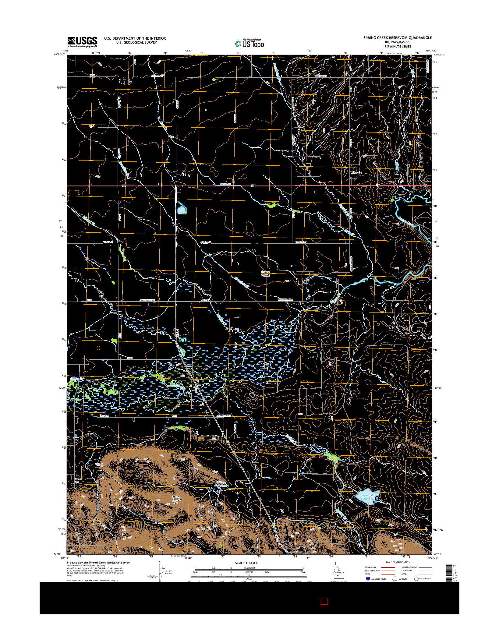 USGS US TOPO 7.5-MINUTE MAP FOR SPRING CREEK RESERVOIR, ID 2017