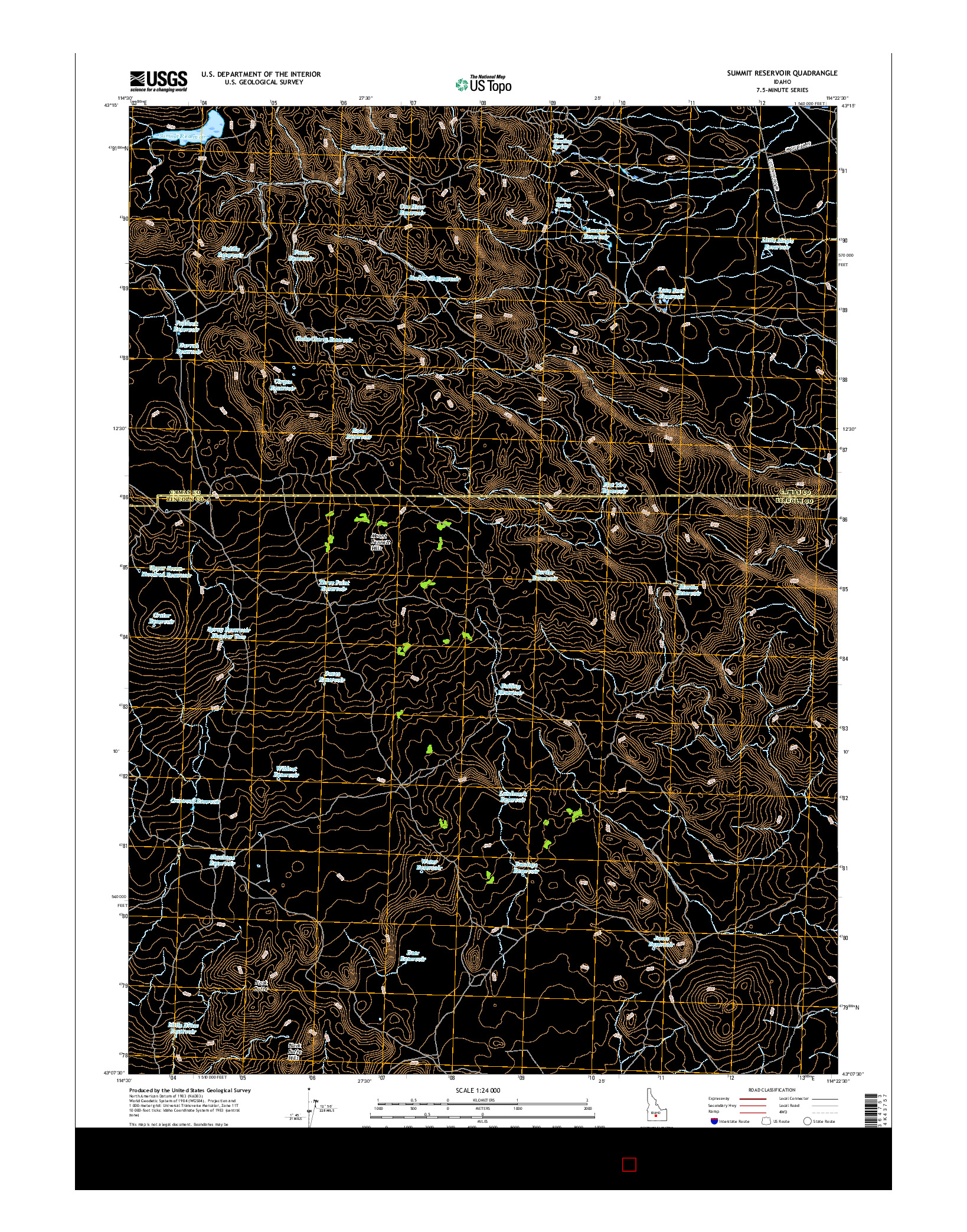 USGS US TOPO 7.5-MINUTE MAP FOR SUMMIT RESERVOIR, ID 2017