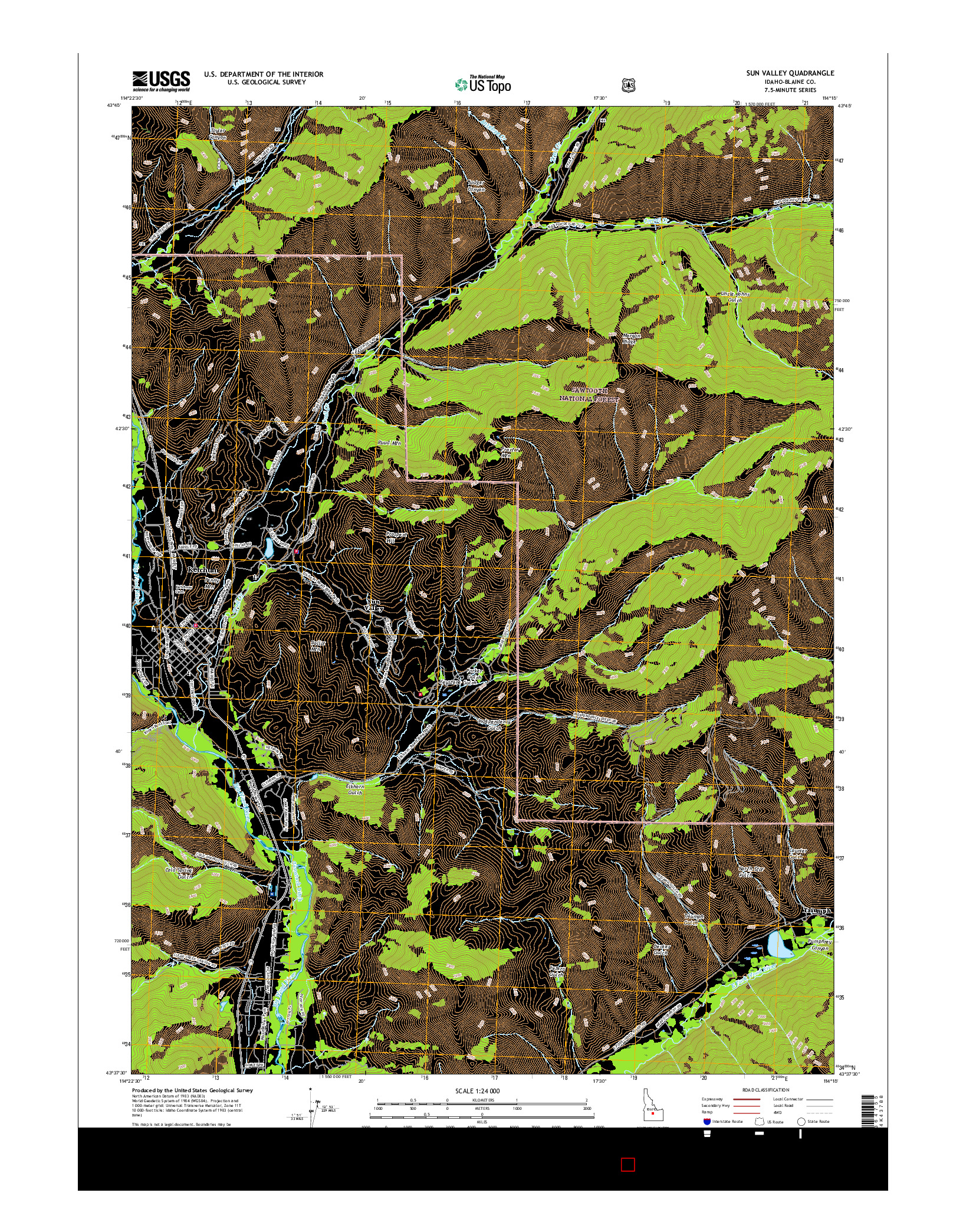 USGS US TOPO 7.5-MINUTE MAP FOR SUN VALLEY, ID 2017