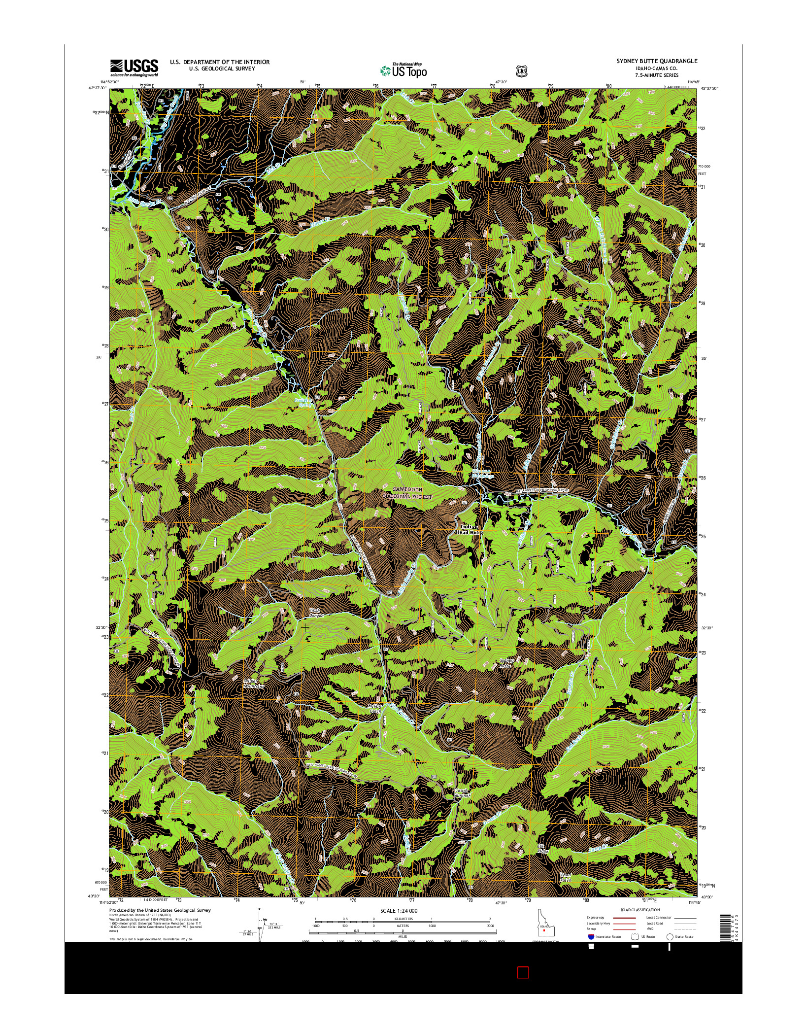 USGS US TOPO 7.5-MINUTE MAP FOR SYDNEY BUTTE, ID 2017