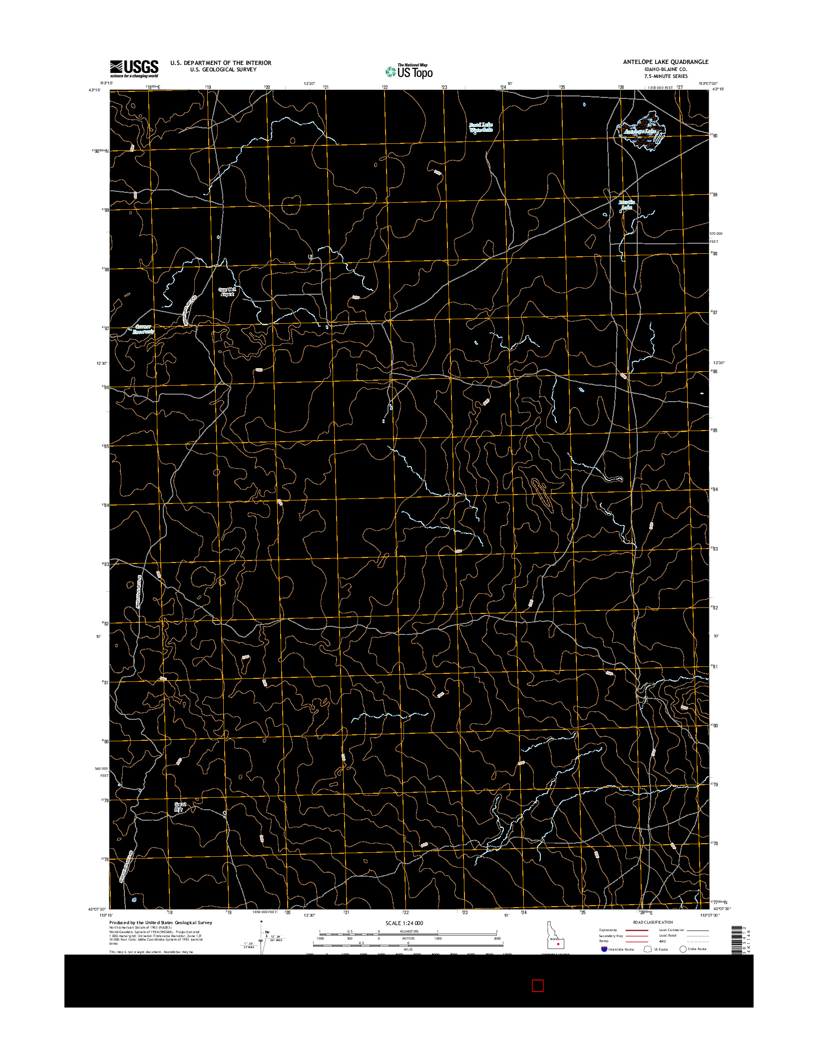 USGS US TOPO 7.5-MINUTE MAP FOR ANTELOPE LAKE, ID 2017