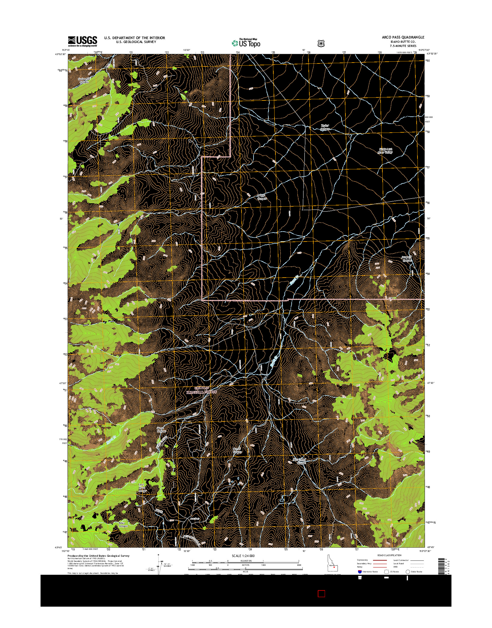 USGS US TOPO 7.5-MINUTE MAP FOR ARCO PASS, ID 2017