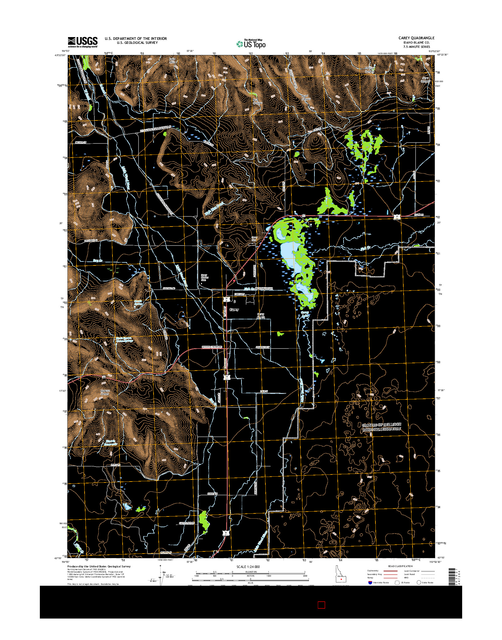 USGS US TOPO 7.5-MINUTE MAP FOR CAREY, ID 2017
