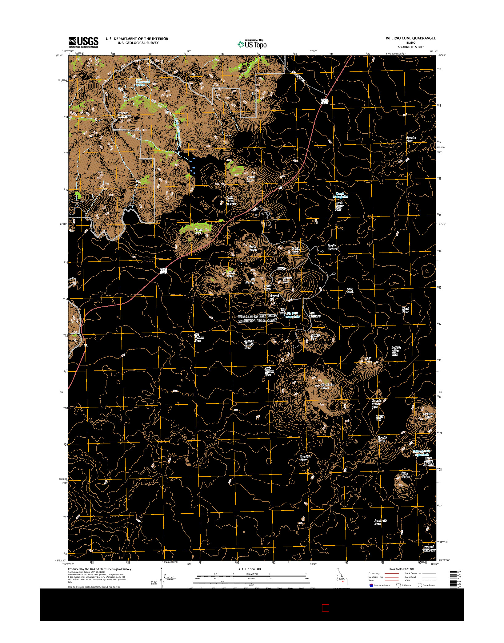 USGS US TOPO 7.5-MINUTE MAP FOR INFERNO CONE, ID 2017