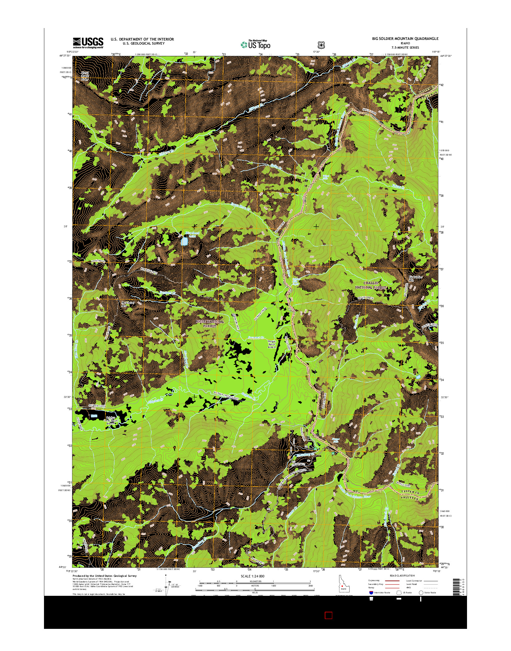 USGS US TOPO 7.5-MINUTE MAP FOR BIG SOLDIER MOUNTAIN, ID 2017