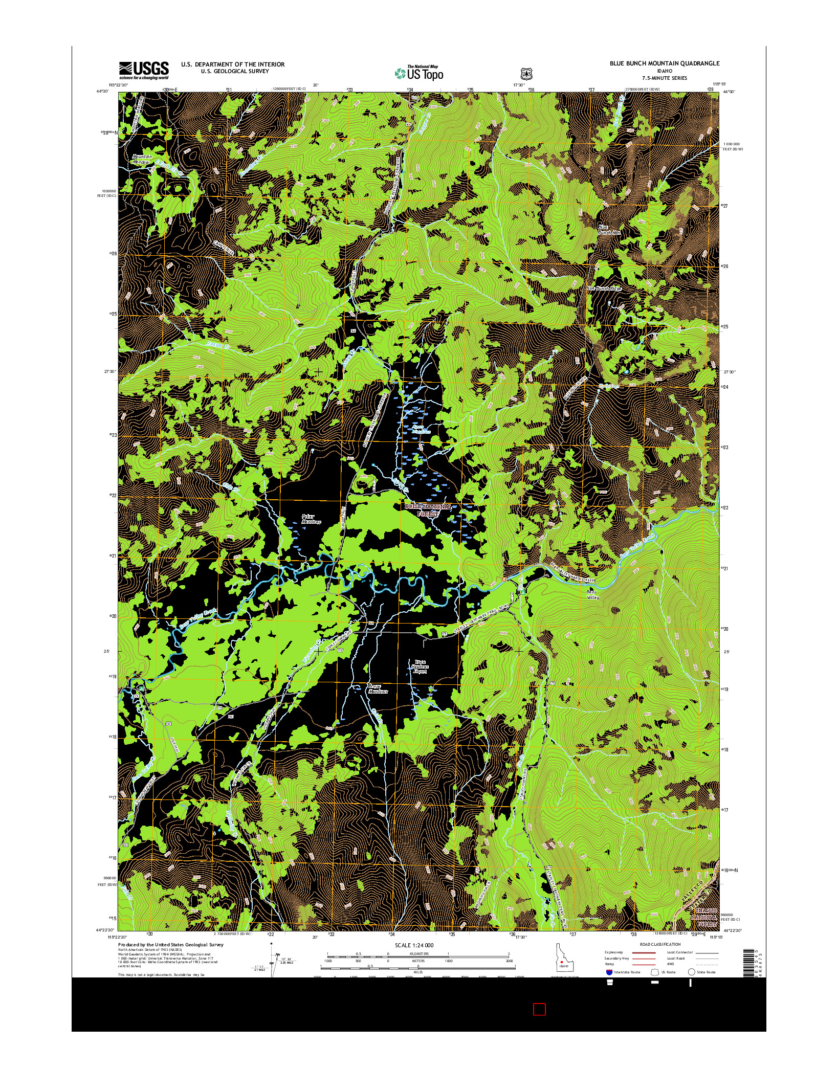 USGS US TOPO 7.5-MINUTE MAP FOR BLUE BUNCH MOUNTAIN, ID 2017
