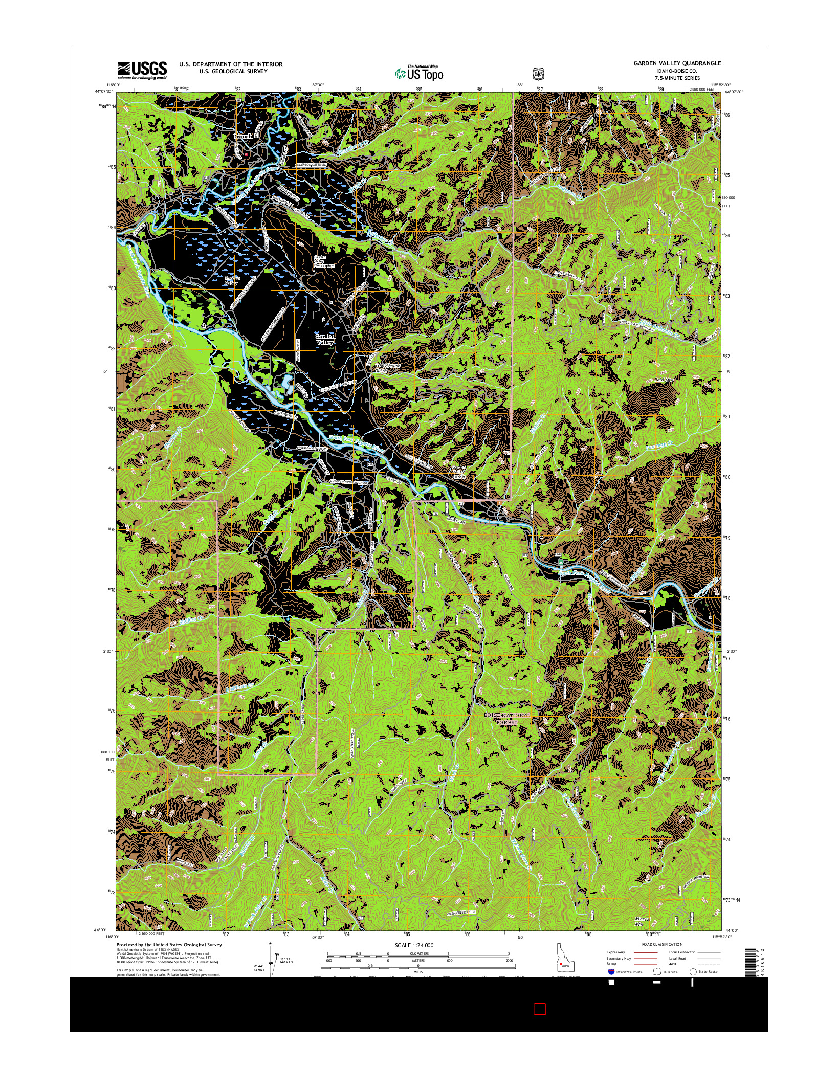 USGS US TOPO 7.5-MINUTE MAP FOR GARDEN VALLEY, ID 2017