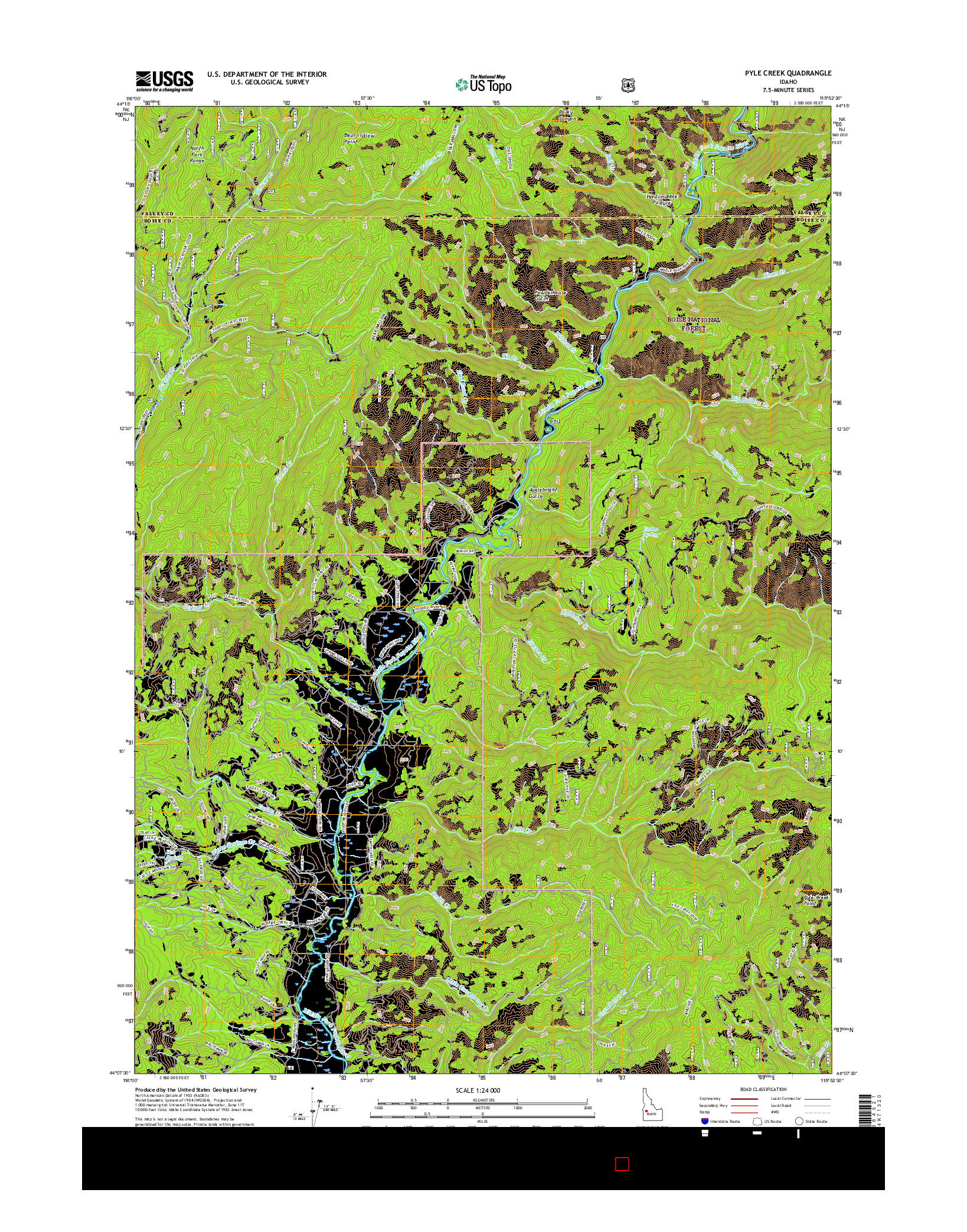 USGS US TOPO 7.5-MINUTE MAP FOR PYLE CREEK, ID 2017