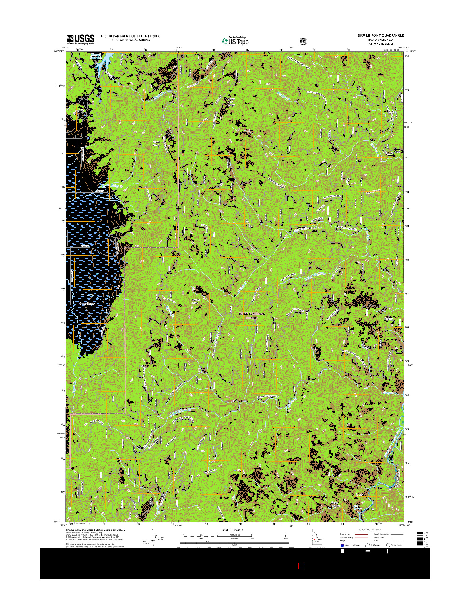 USGS US TOPO 7.5-MINUTE MAP FOR SIXMILE POINT, ID 2017
