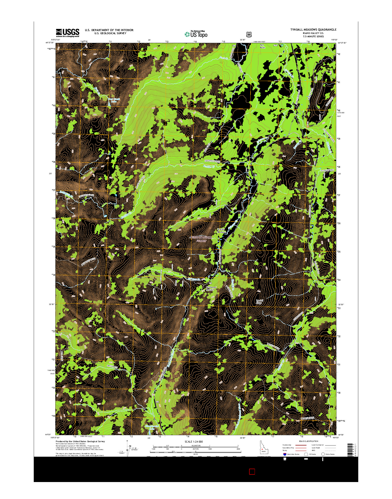 USGS US TOPO 7.5-MINUTE MAP FOR TYNDALL MEADOWS, ID 2017