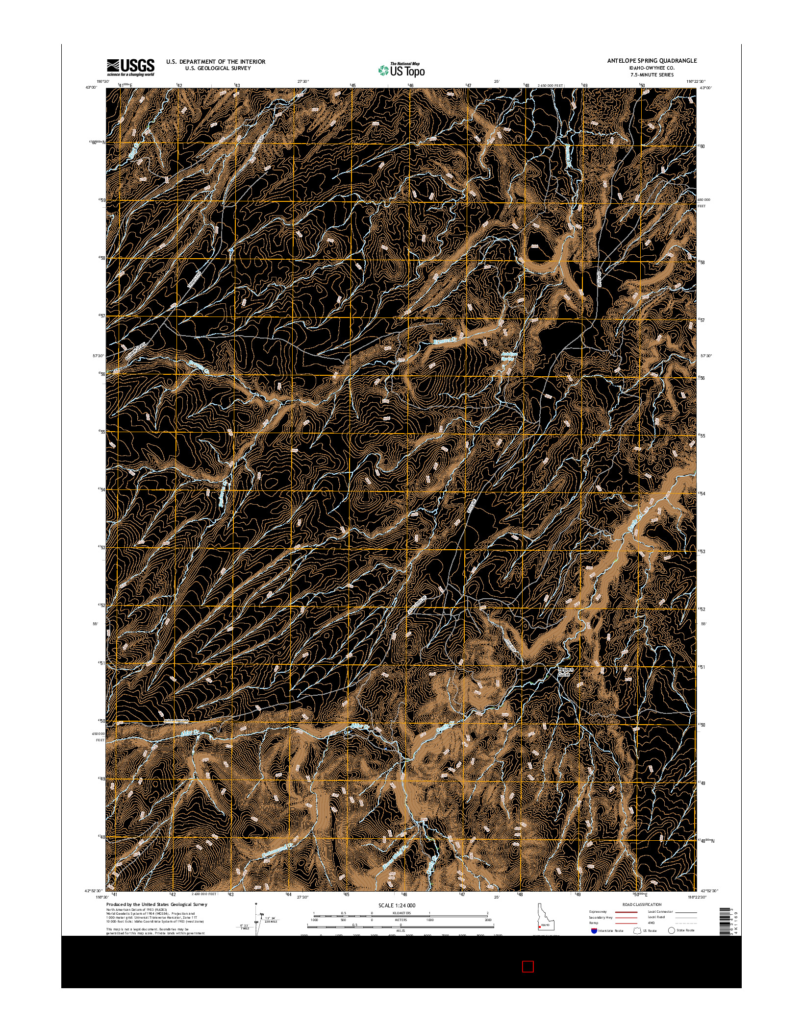 USGS US TOPO 7.5-MINUTE MAP FOR ANTELOPE SPRING, ID 2017