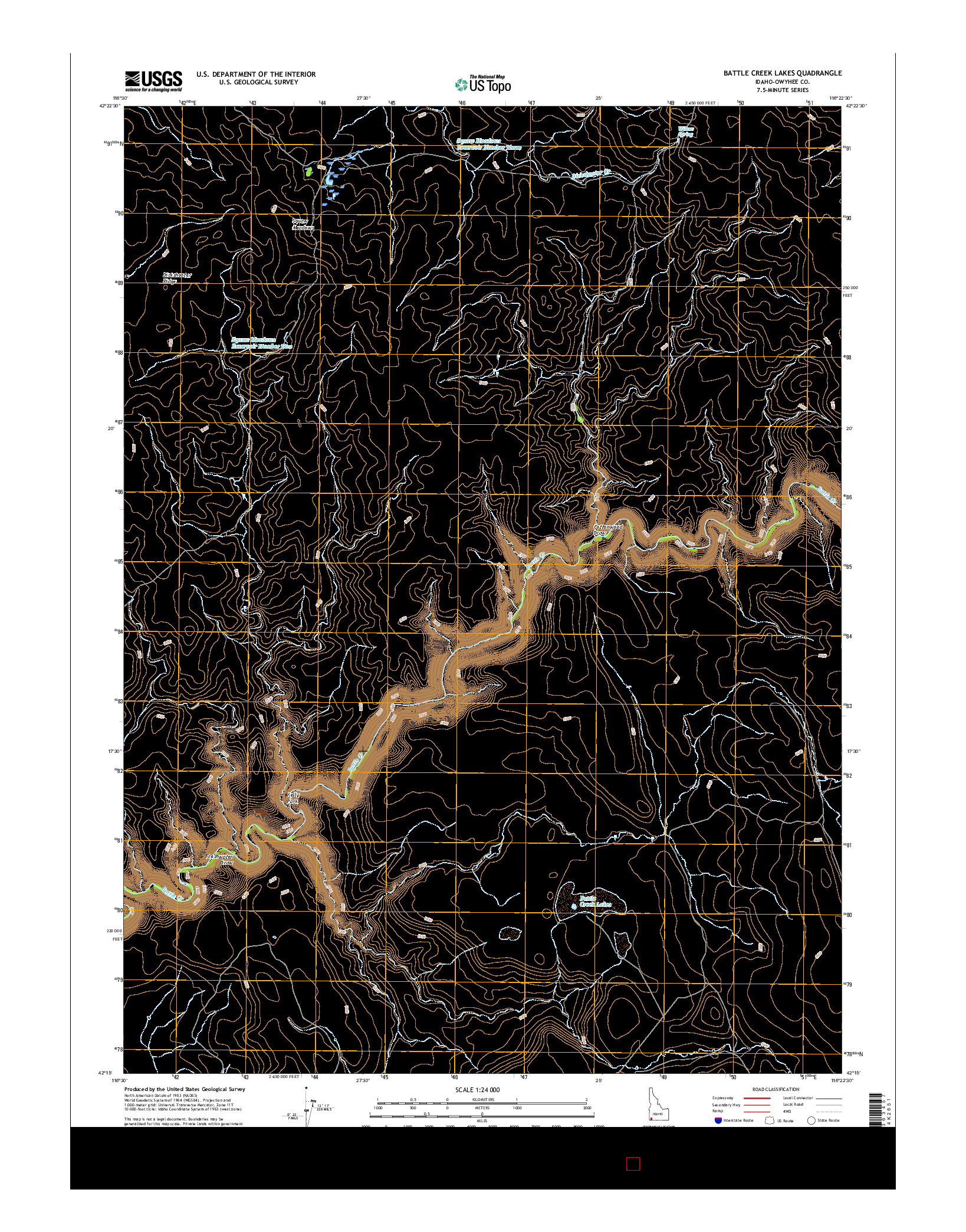 USGS US TOPO 7.5-MINUTE MAP FOR BATTLE CREEK LAKES, ID 2017