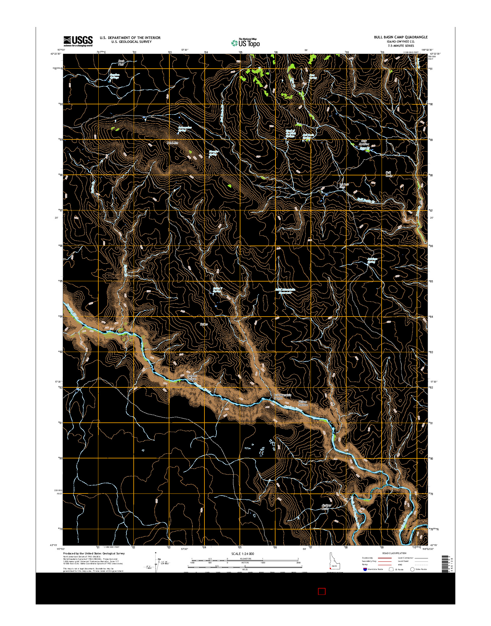 USGS US TOPO 7.5-MINUTE MAP FOR BULL BASIN CAMP, ID 2017