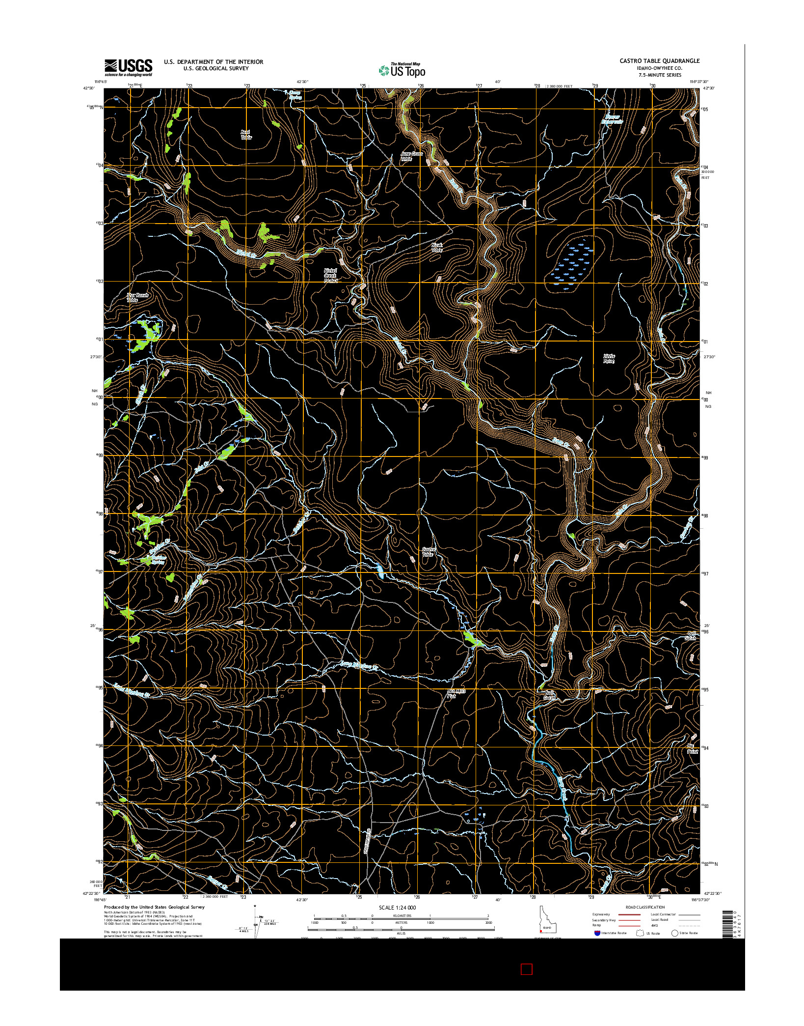 USGS US TOPO 7.5-MINUTE MAP FOR CASTRO TABLE, ID 2017