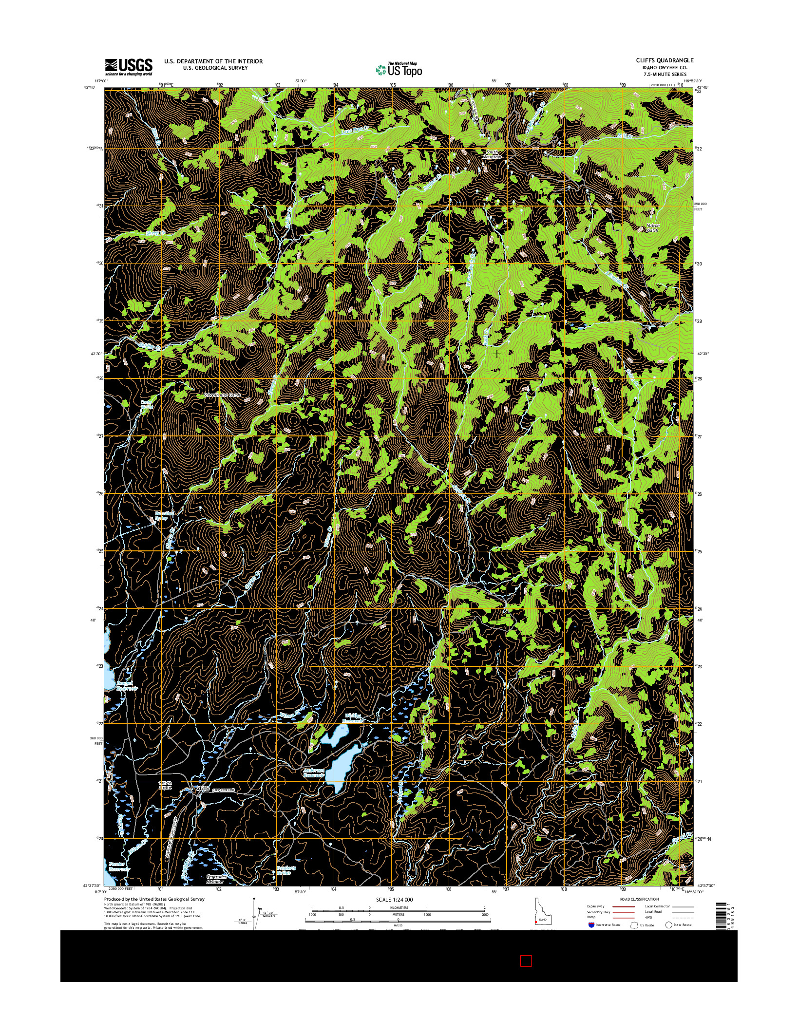 USGS US TOPO 7.5-MINUTE MAP FOR CLIFFS, ID 2017