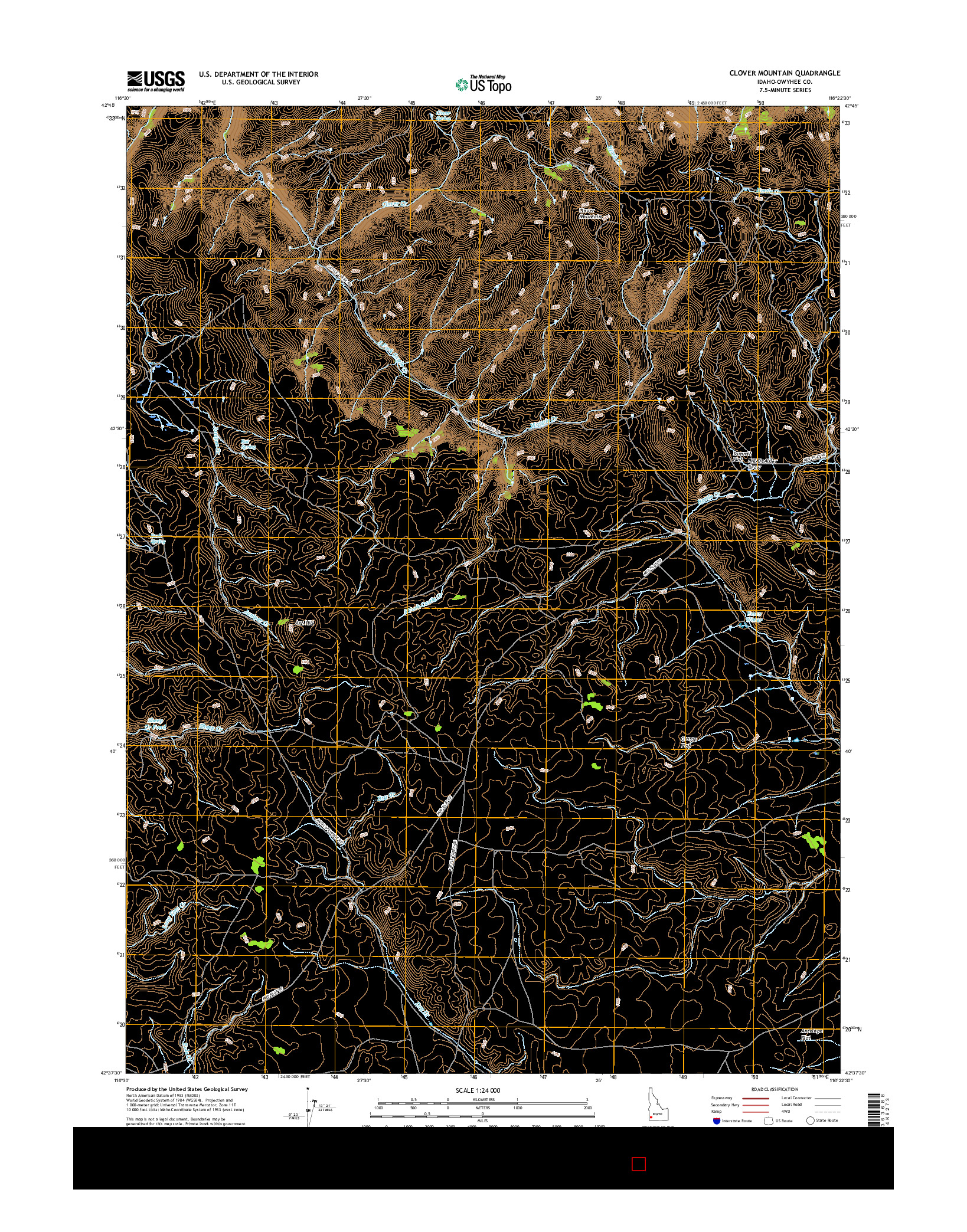 USGS US TOPO 7.5-MINUTE MAP FOR CLOVER MOUNTAIN, ID 2017
