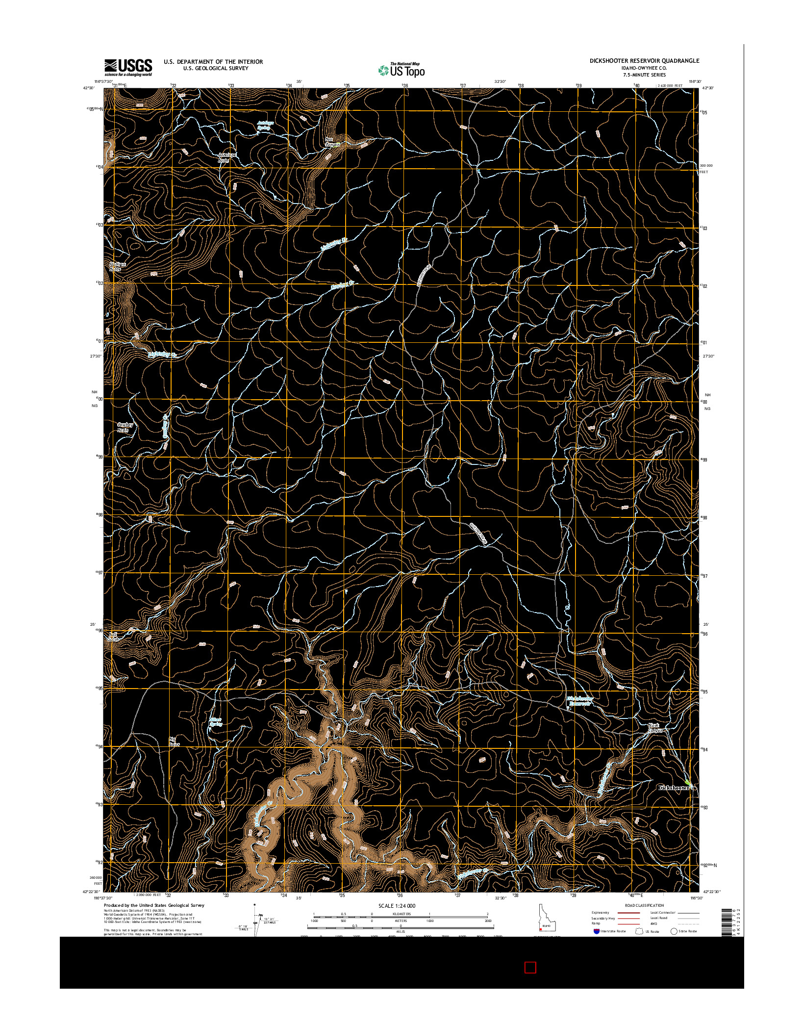 USGS US TOPO 7.5-MINUTE MAP FOR DICKSHOOTER RESERVOIR, ID 2017