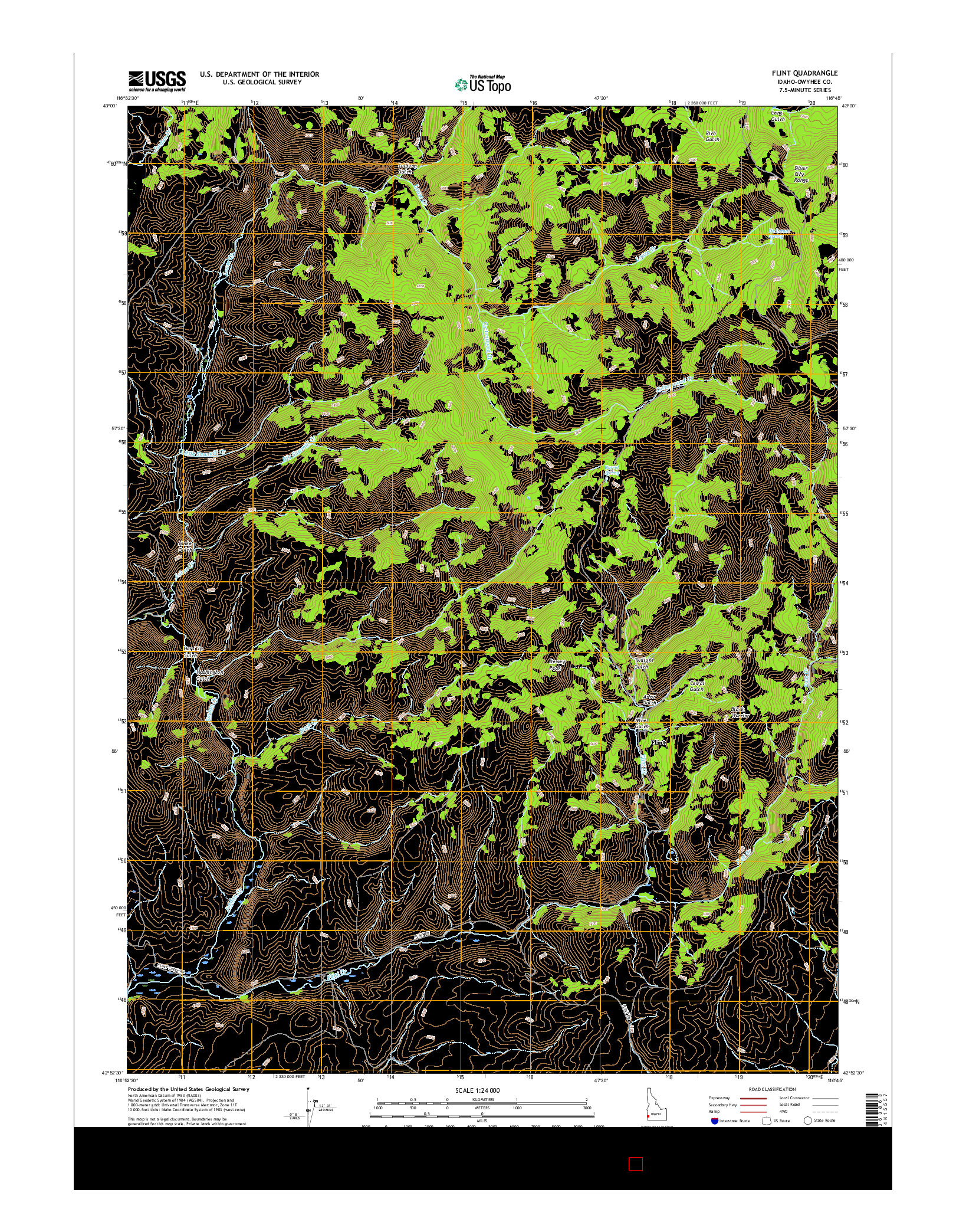 USGS US TOPO 7.5-MINUTE MAP FOR FLINT, ID 2017