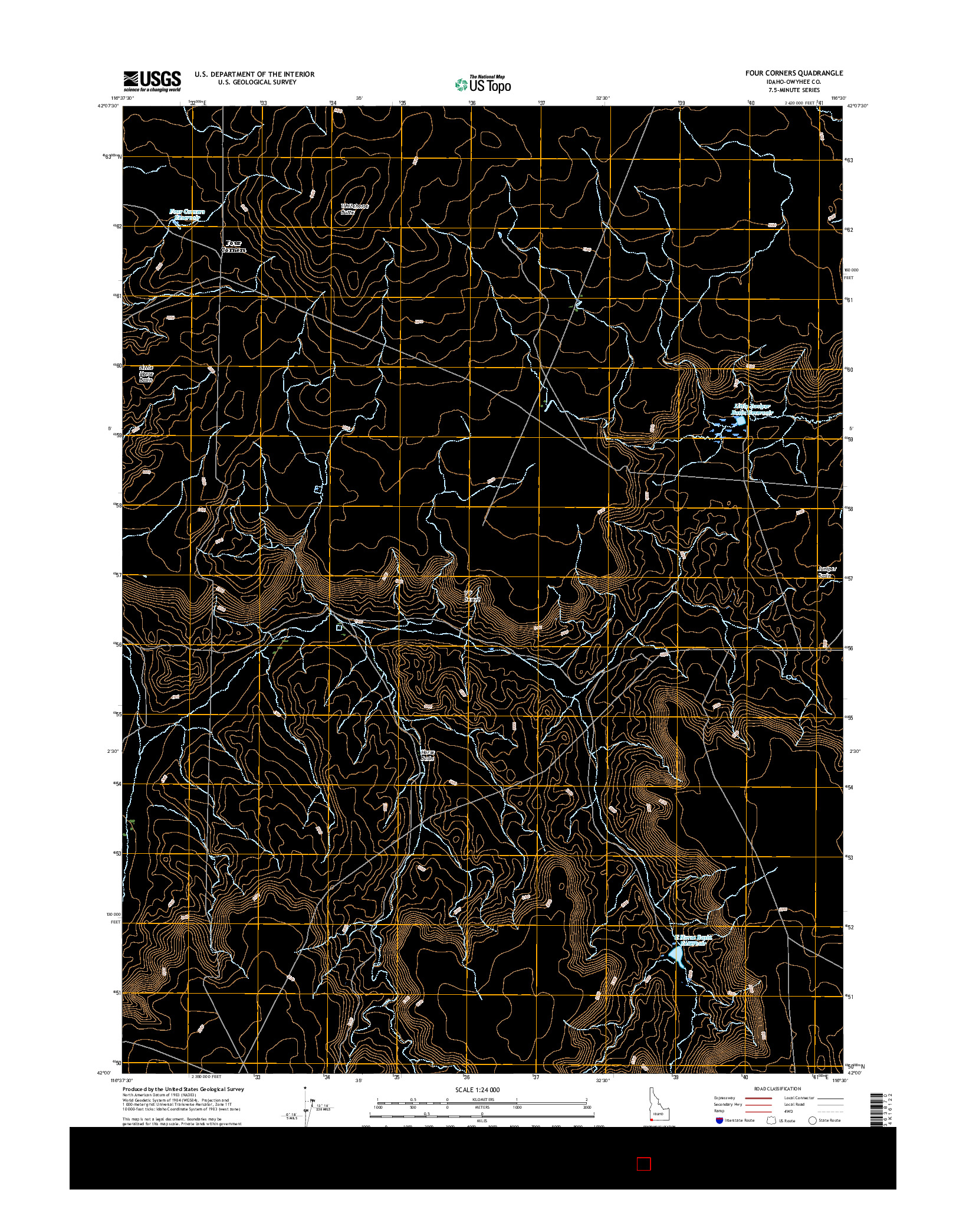 USGS US TOPO 7.5-MINUTE MAP FOR FOUR CORNERS, ID 2017