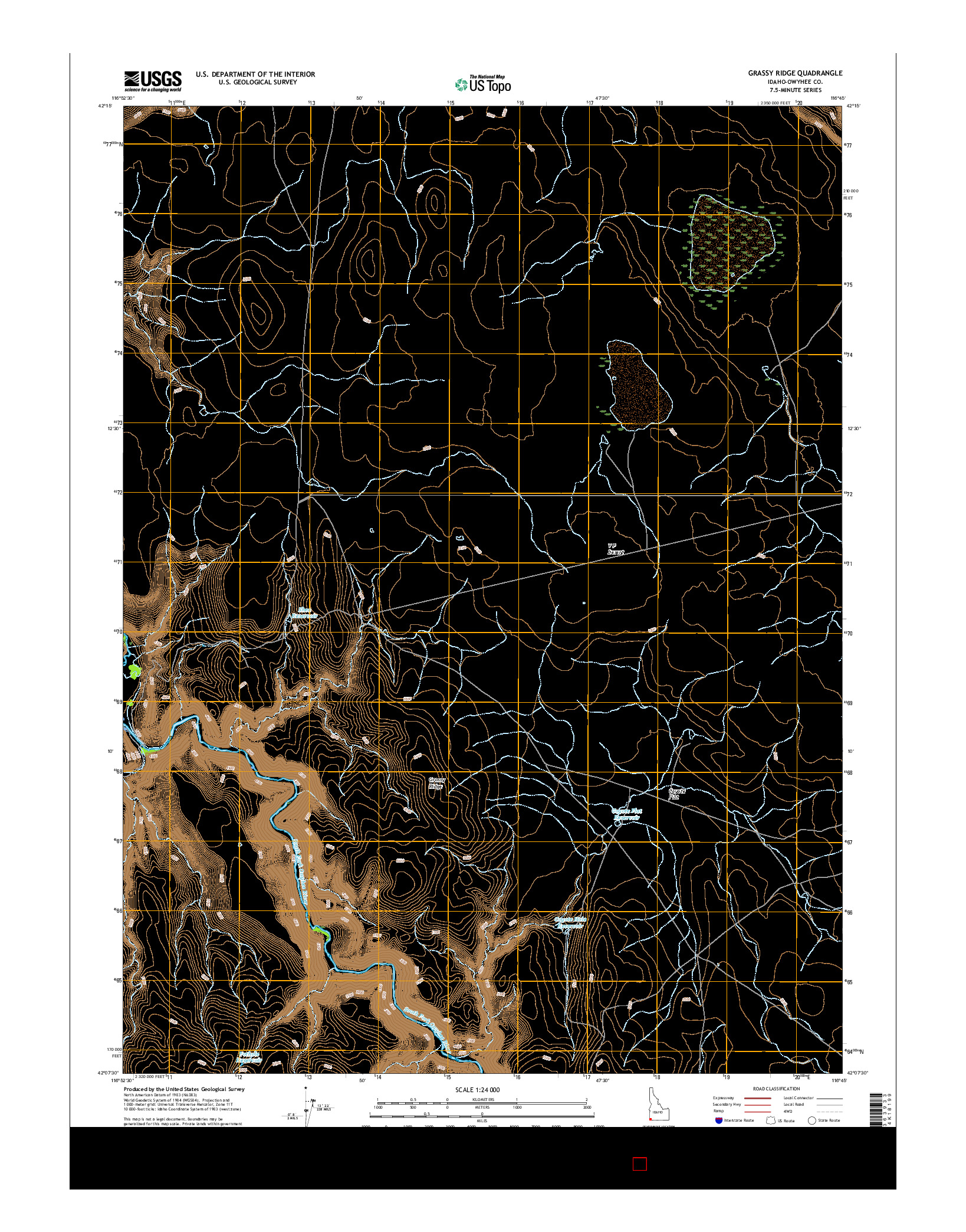 USGS US TOPO 7.5-MINUTE MAP FOR GRASSY RIDGE, ID 2017