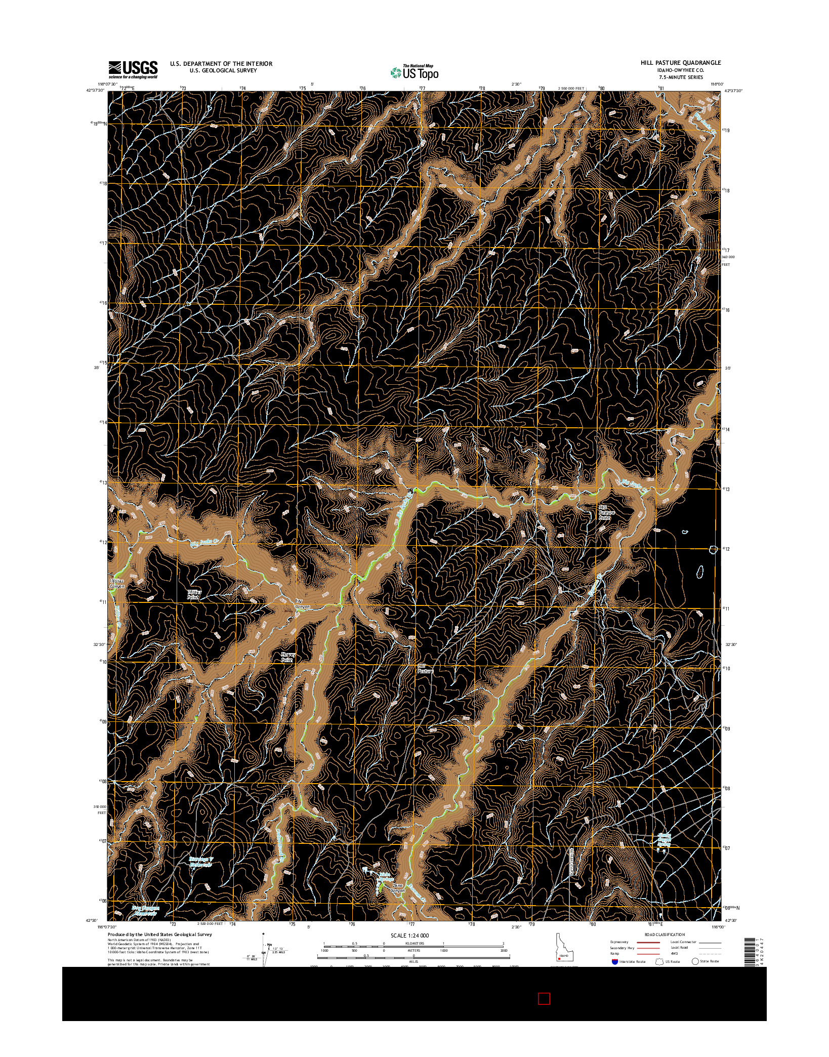 USGS US TOPO 7.5-MINUTE MAP FOR HILL PASTURE, ID 2017