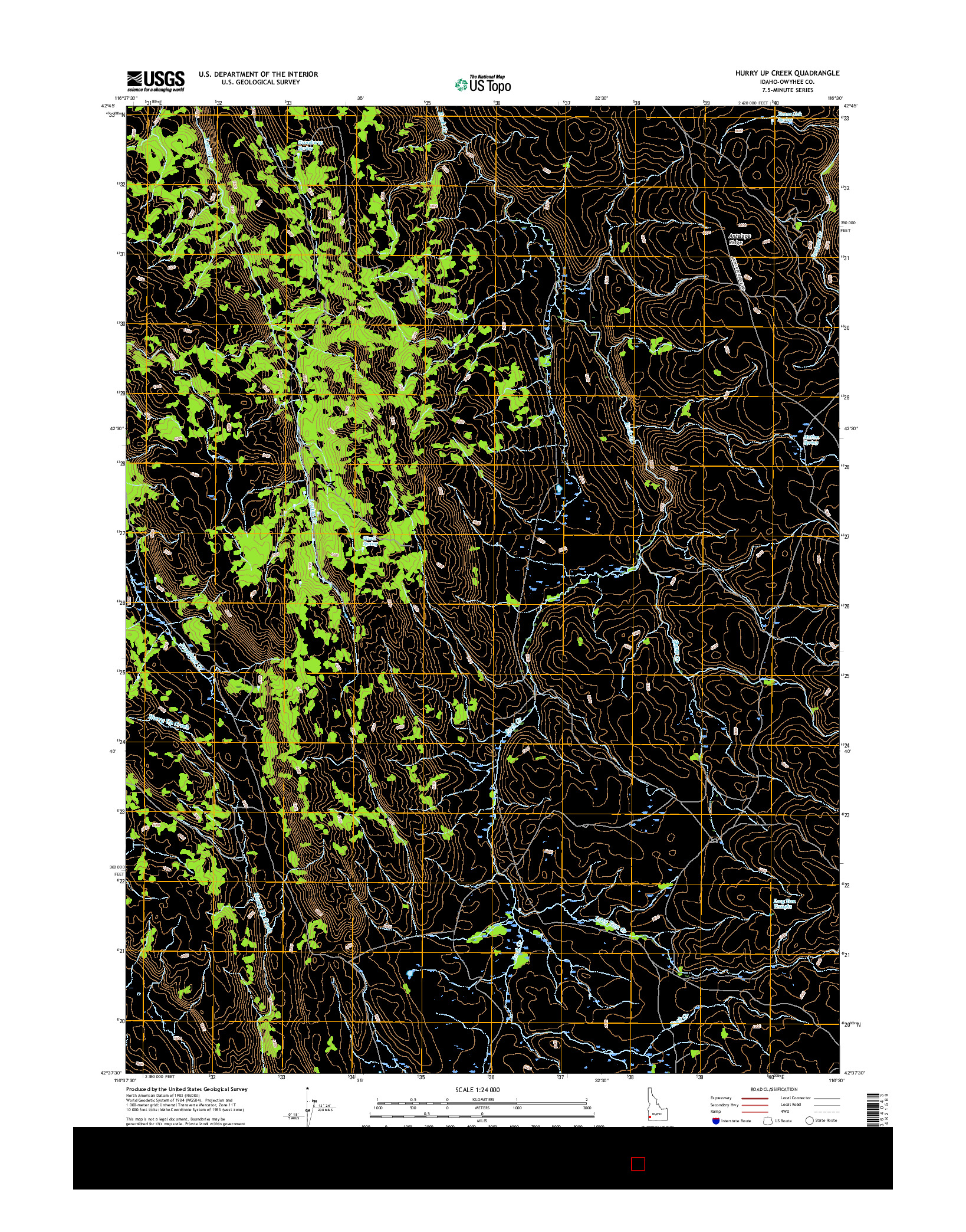 USGS US TOPO 7.5-MINUTE MAP FOR HURRY UP CREEK, ID 2017