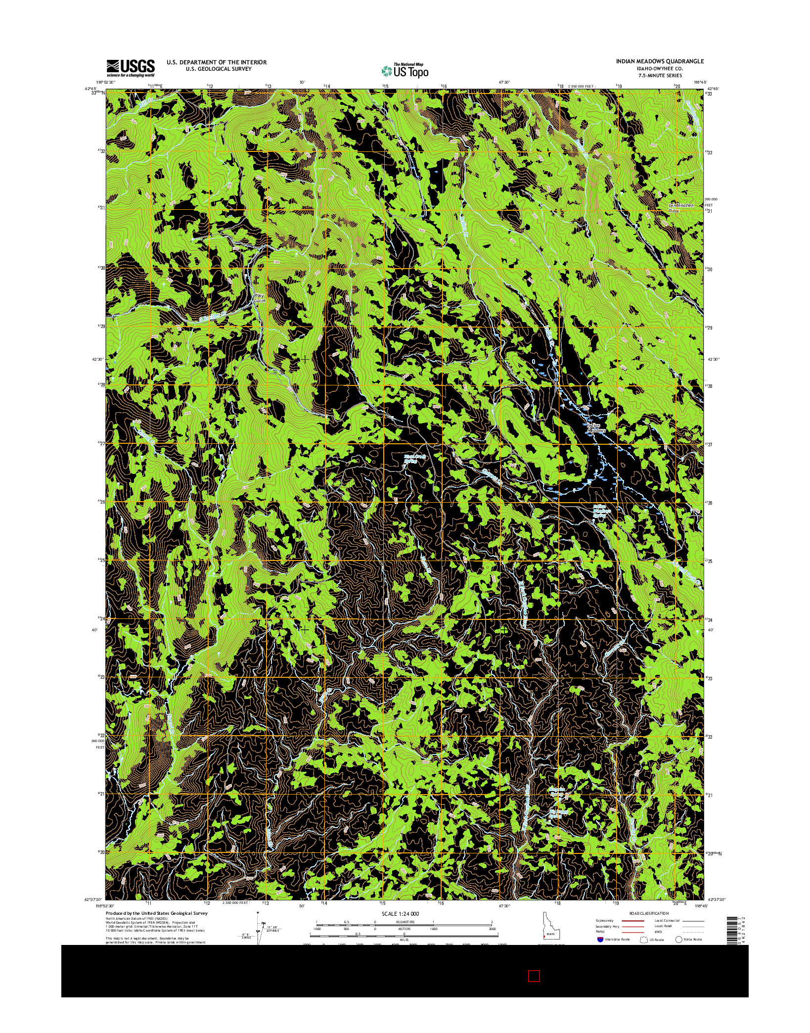 USGS US TOPO 7.5-MINUTE MAP FOR INDIAN MEADOWS, ID 2017