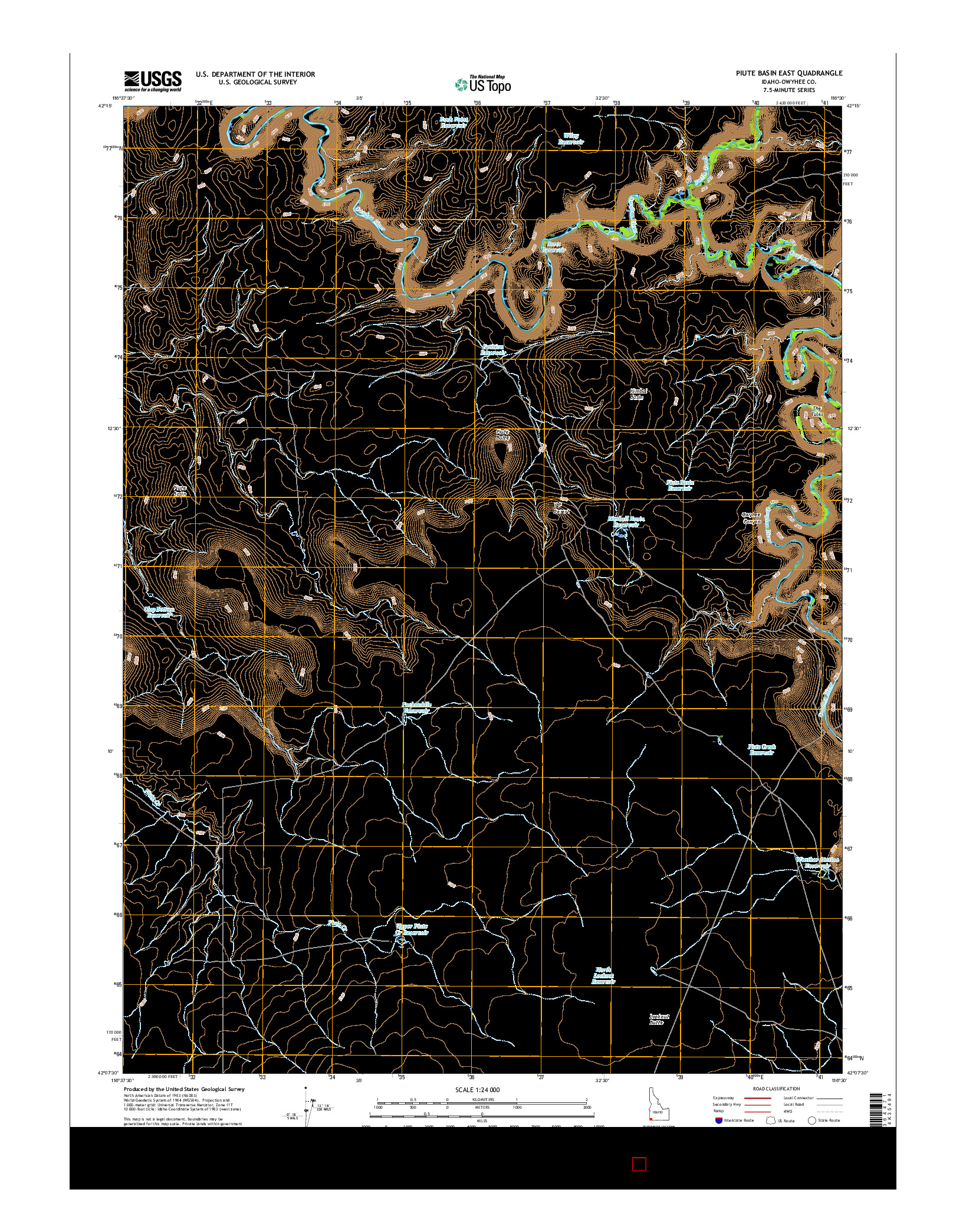 USGS US TOPO 7.5-MINUTE MAP FOR PIUTE BASIN EAST, ID 2017