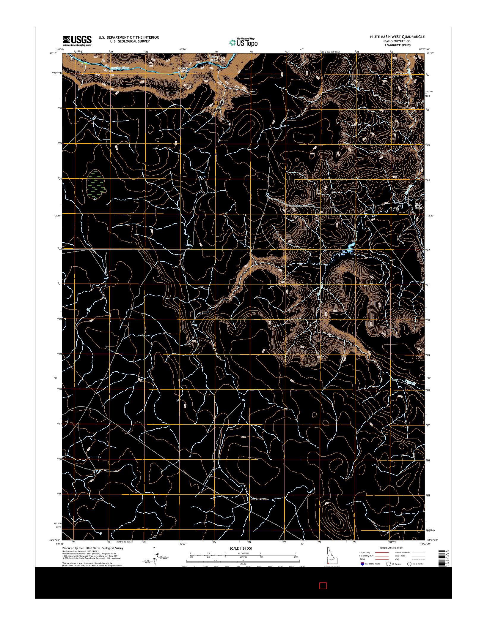 USGS US TOPO 7.5-MINUTE MAP FOR PIUTE BASIN WEST, ID 2017