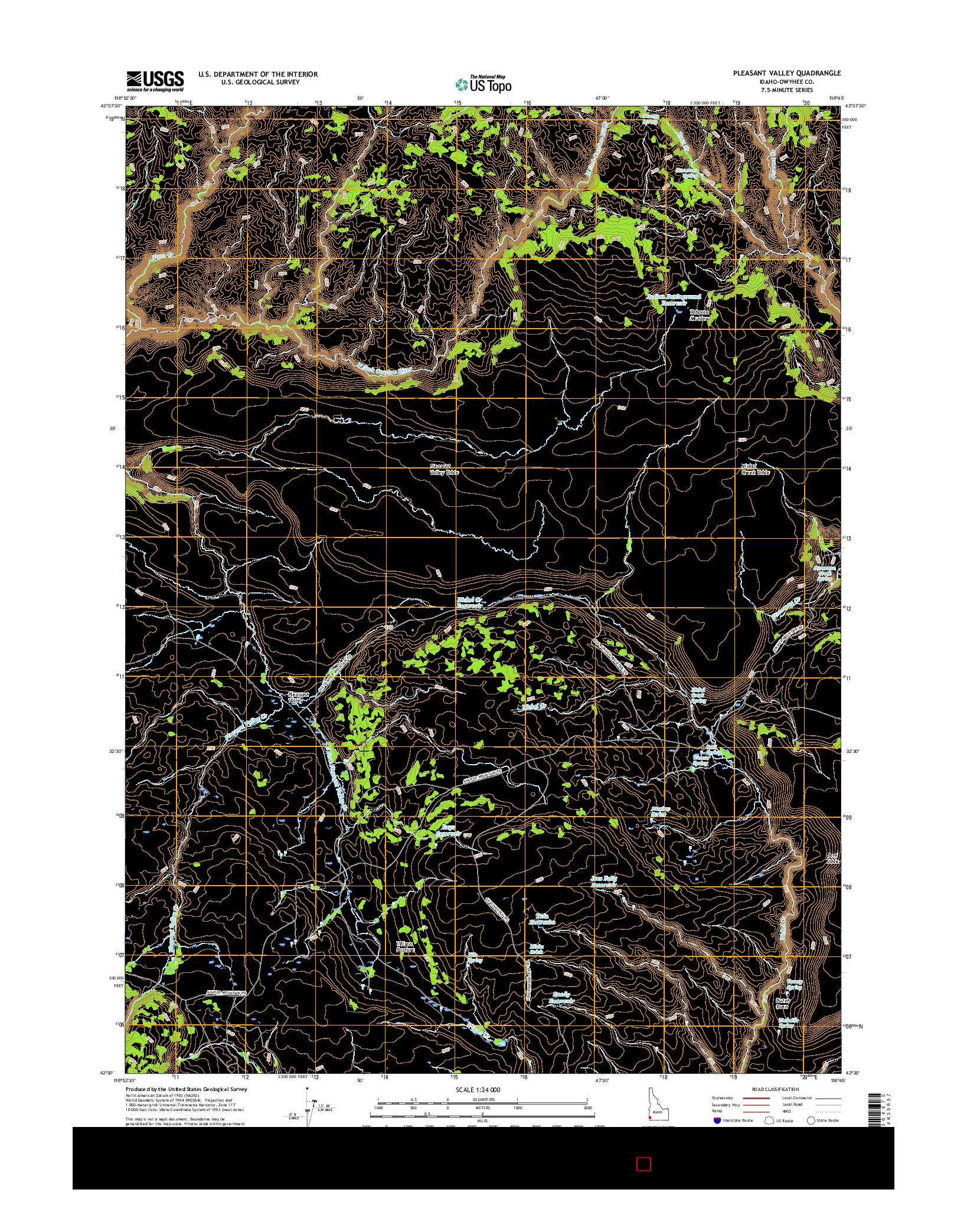 USGS US TOPO 7.5-MINUTE MAP FOR PLEASANT VALLEY, ID 2017