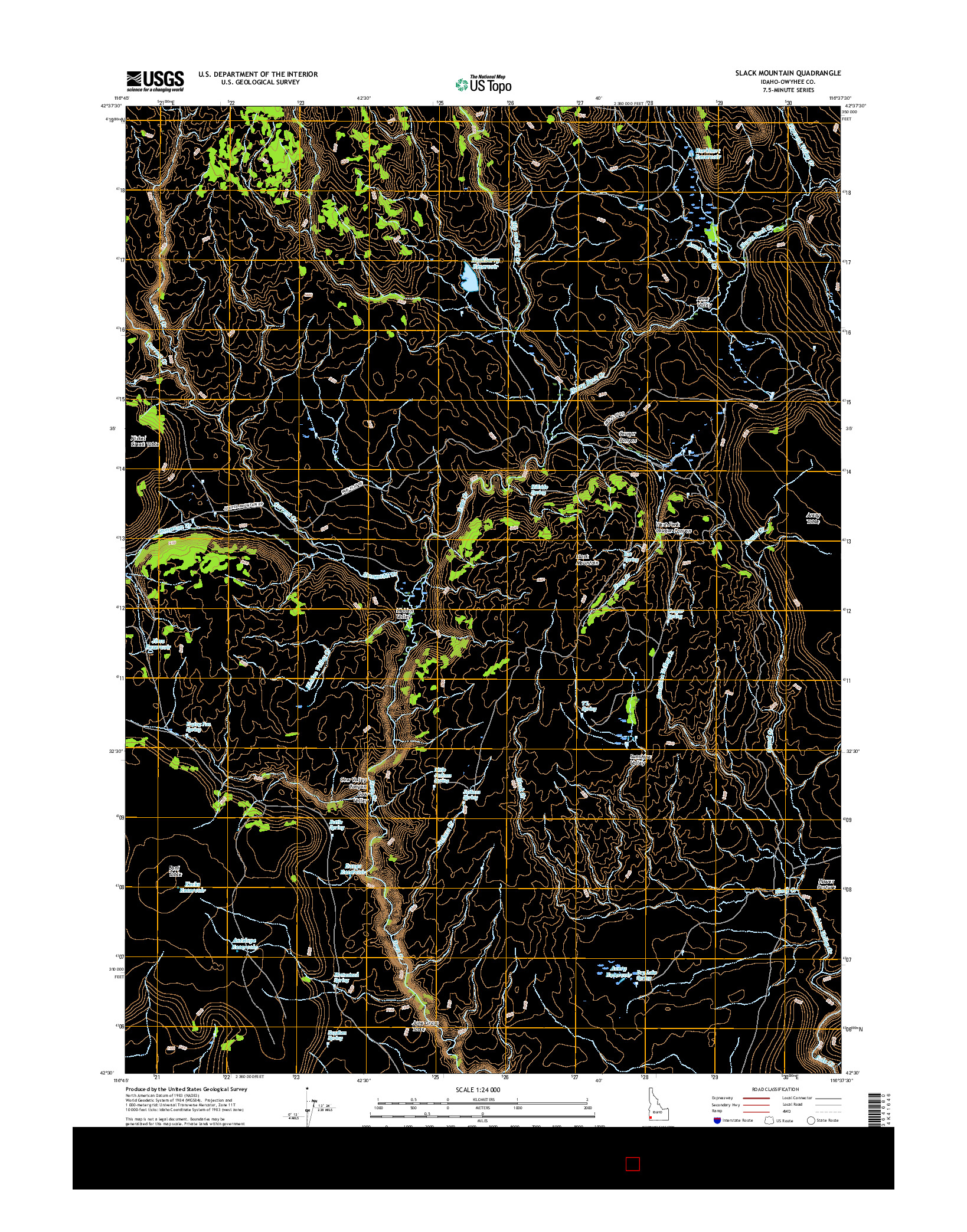 USGS US TOPO 7.5-MINUTE MAP FOR SLACK MOUNTAIN, ID 2017