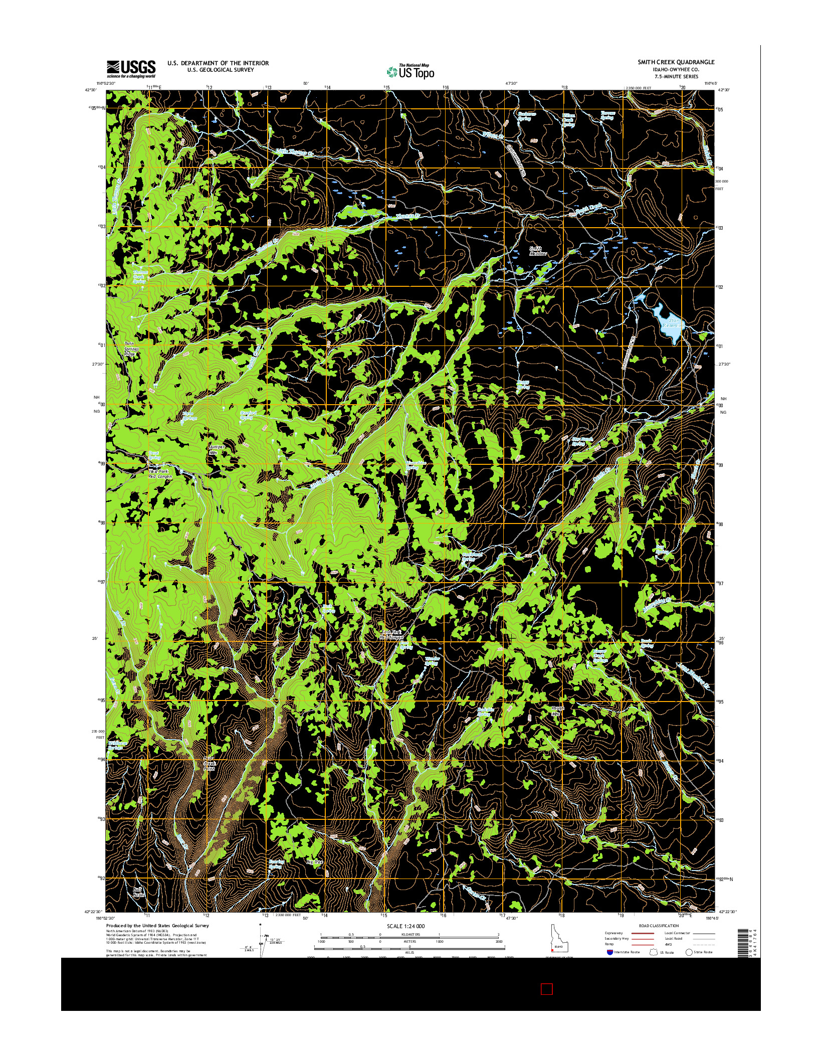 USGS US TOPO 7.5-MINUTE MAP FOR SMITH CREEK, ID 2017